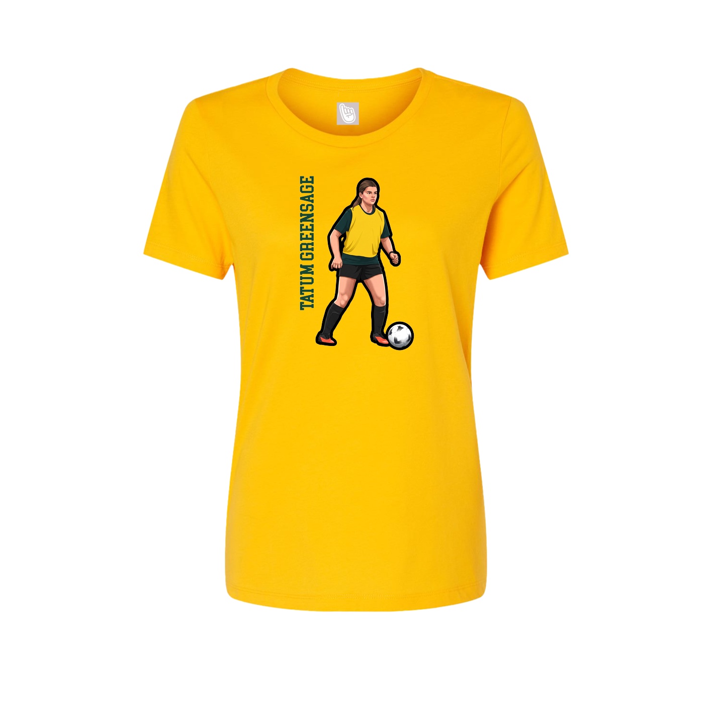 Fitted Women's Tee — Name Vertical in Gold
