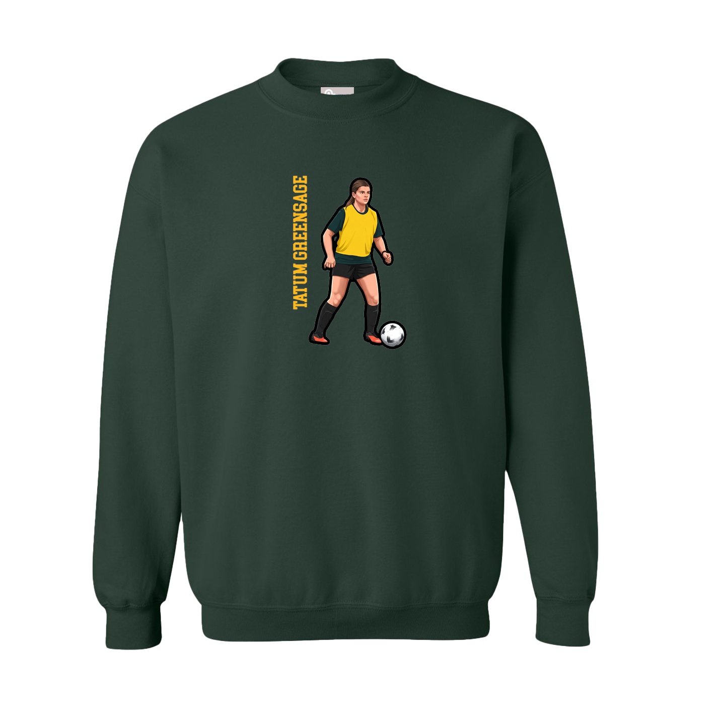 Fleece Crew — Name Vertical in Green