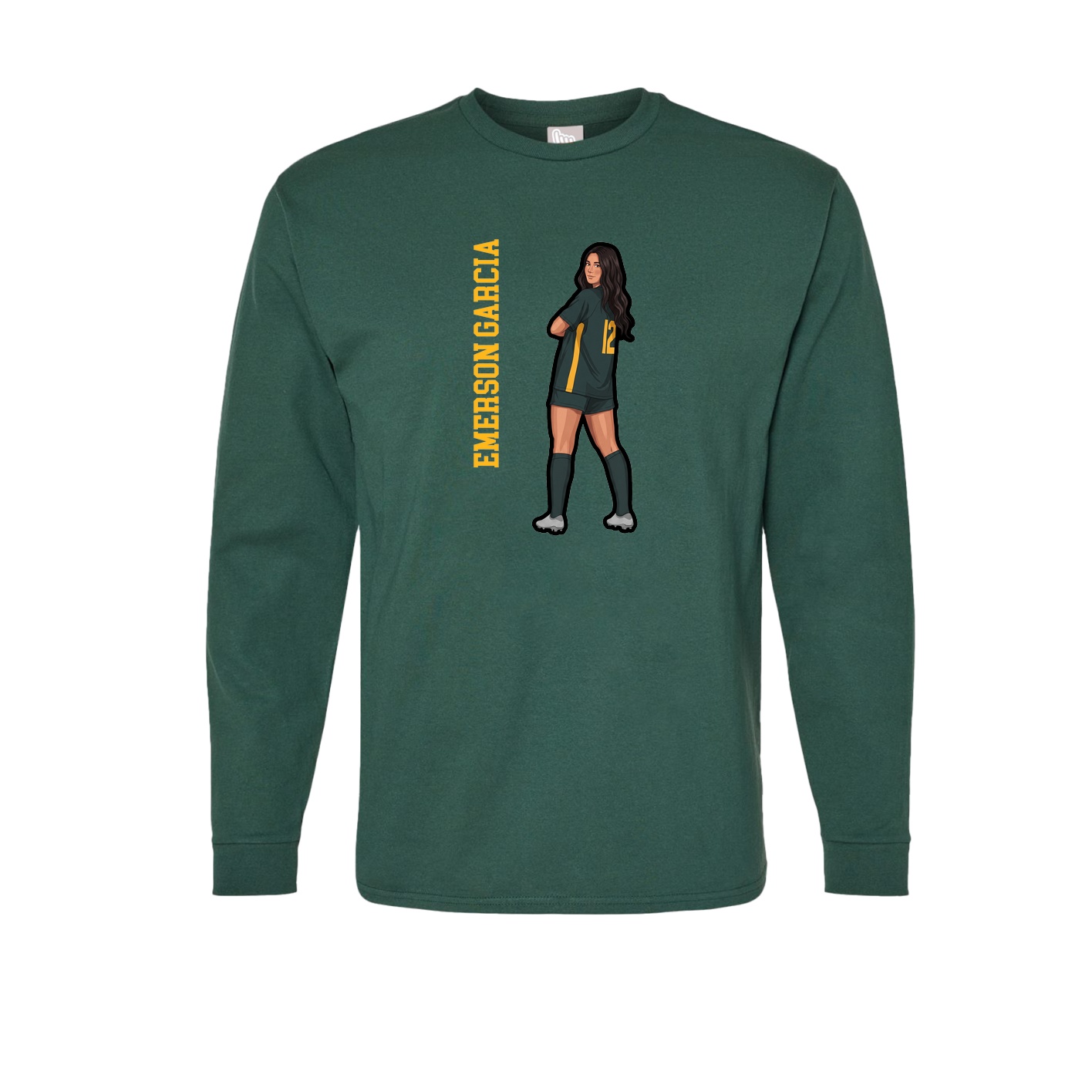 Long Sleeve Tee — Name Vertical in Green