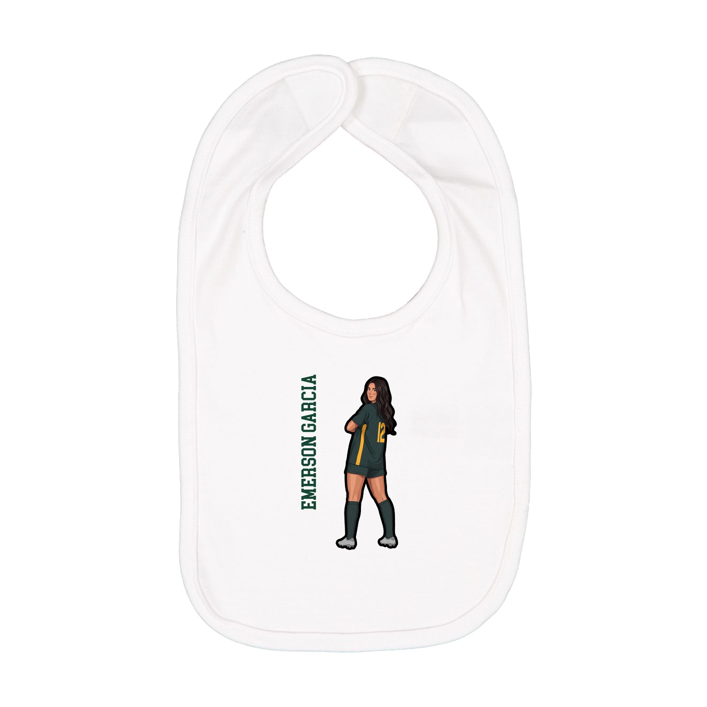 Infant Bib — Name Vertical in White