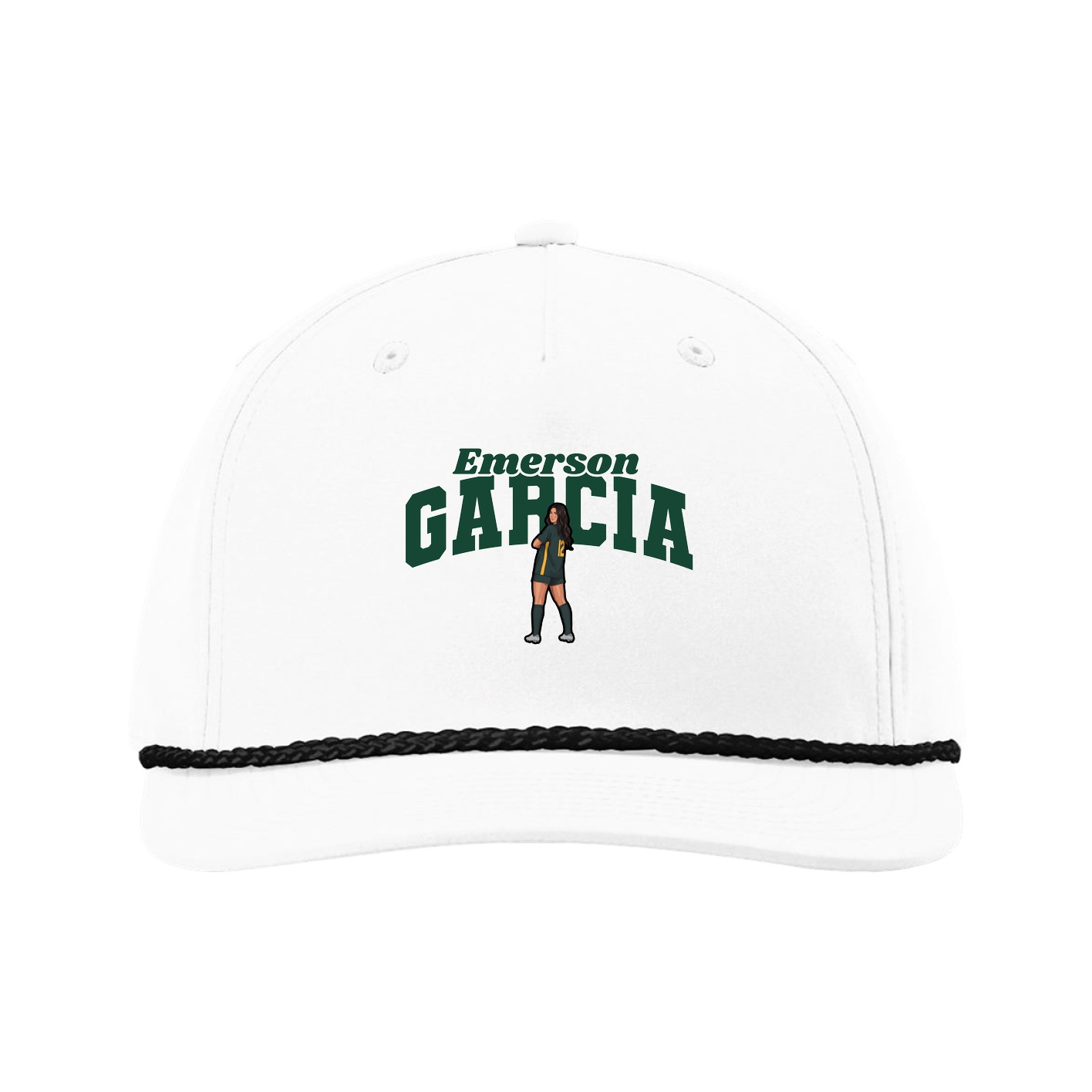 Five-Panel Classic Rope Cap — Signature Arch in White