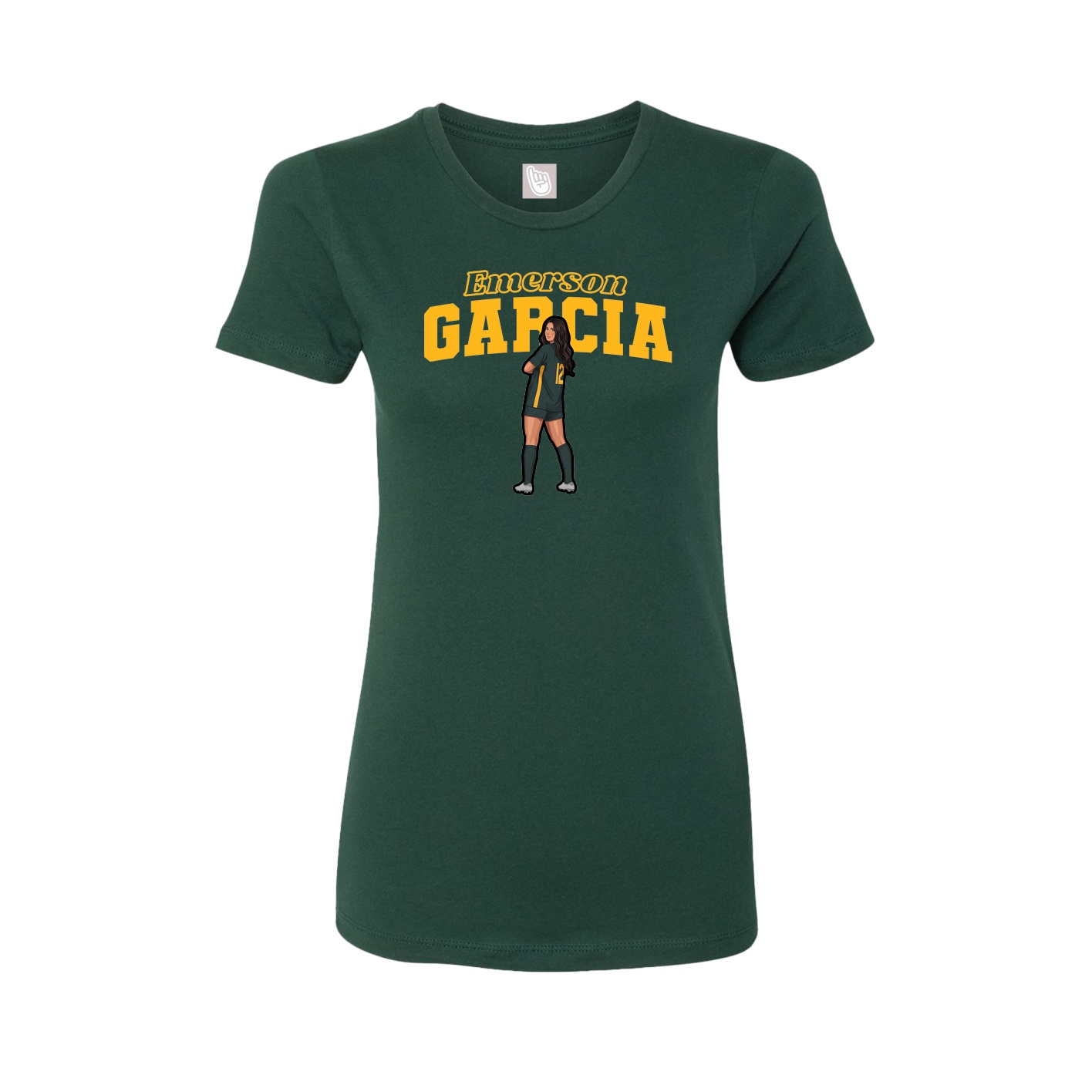 Fitted Women's Tee — Name Arch in Green