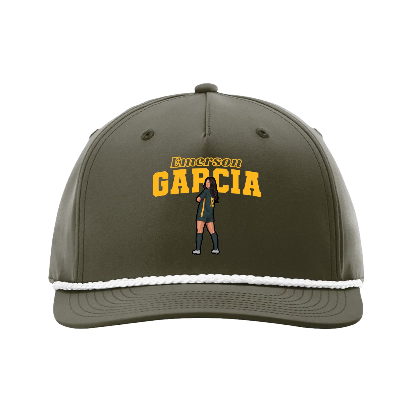 Five-Panel Classic Rope Cap — Name Arch in Green