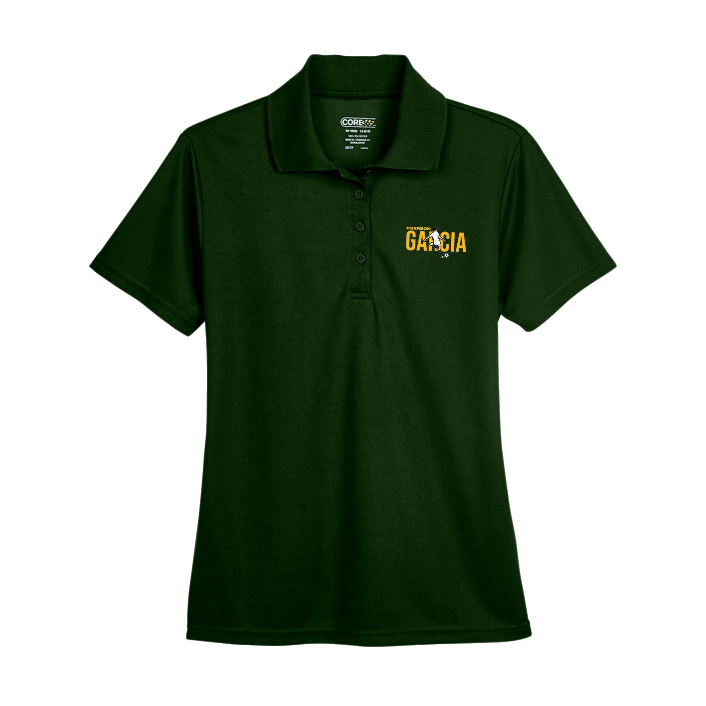 Womens Performance Polo — Player Name in Green