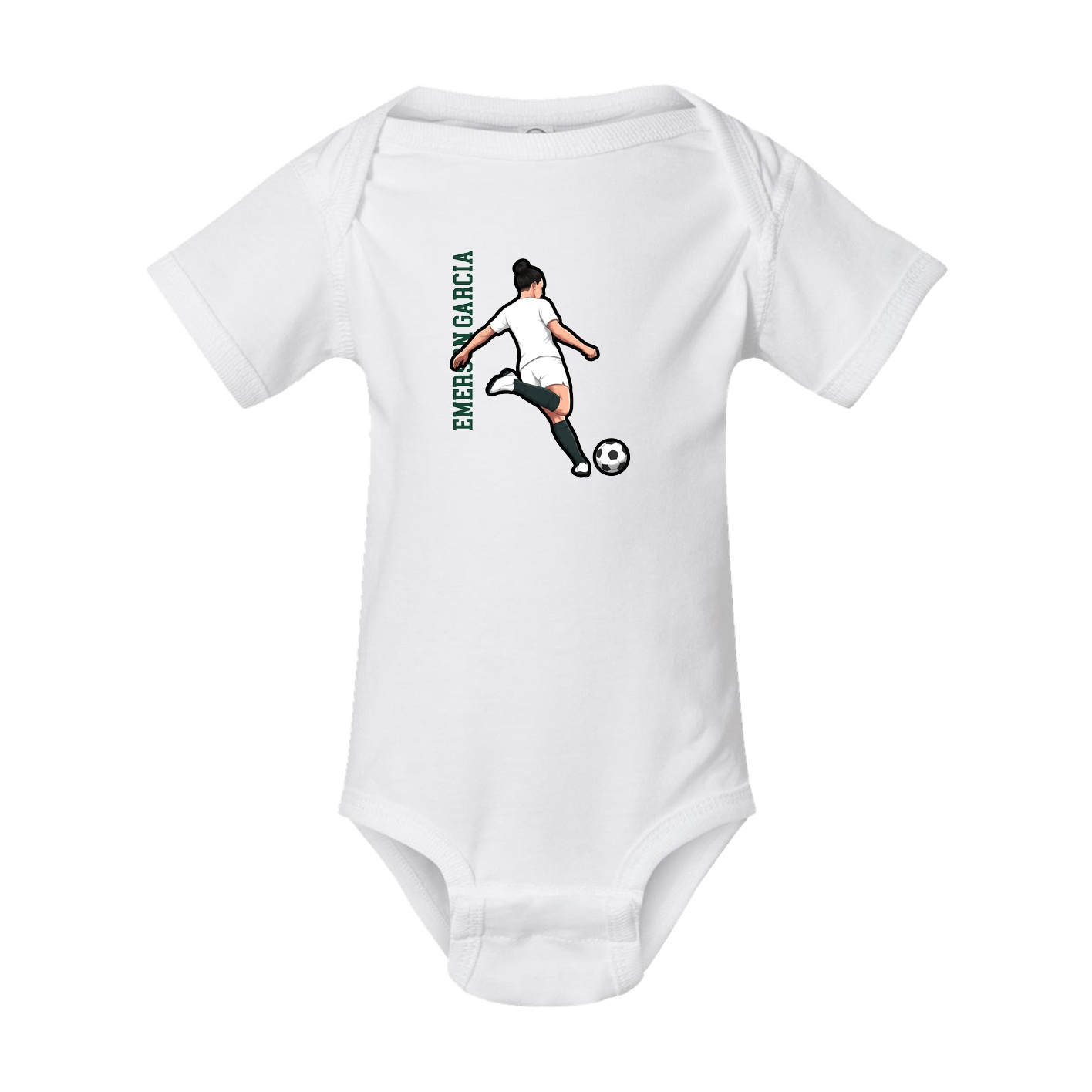 Baby Onesie — Name Vertical in White