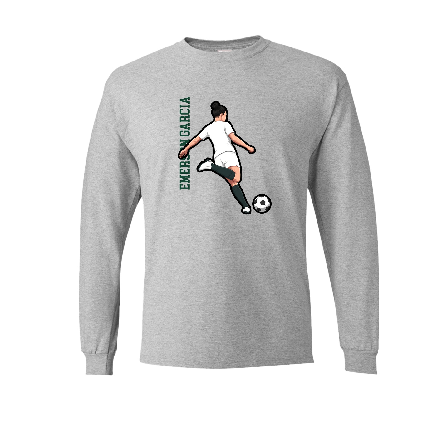 Long Sleeve Tee — Name Vertical in Grey
