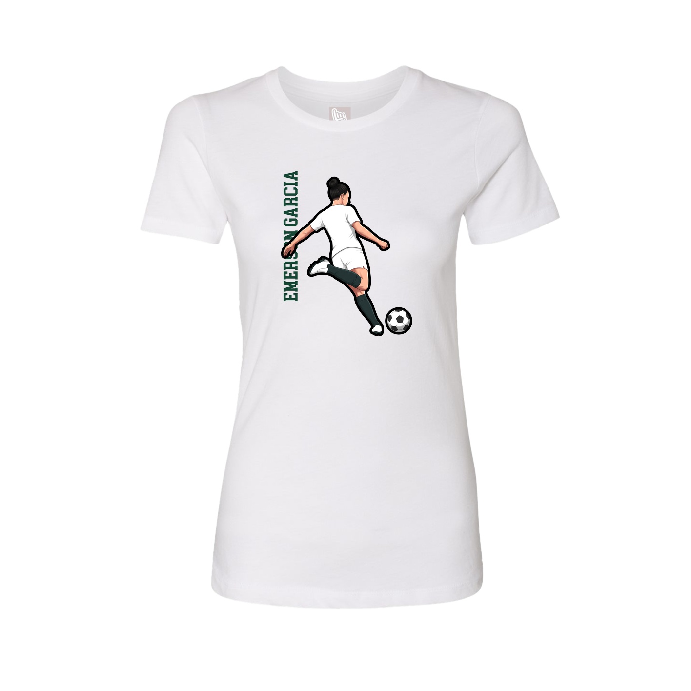 Fitted Women's Tee — Name Vertical in White
