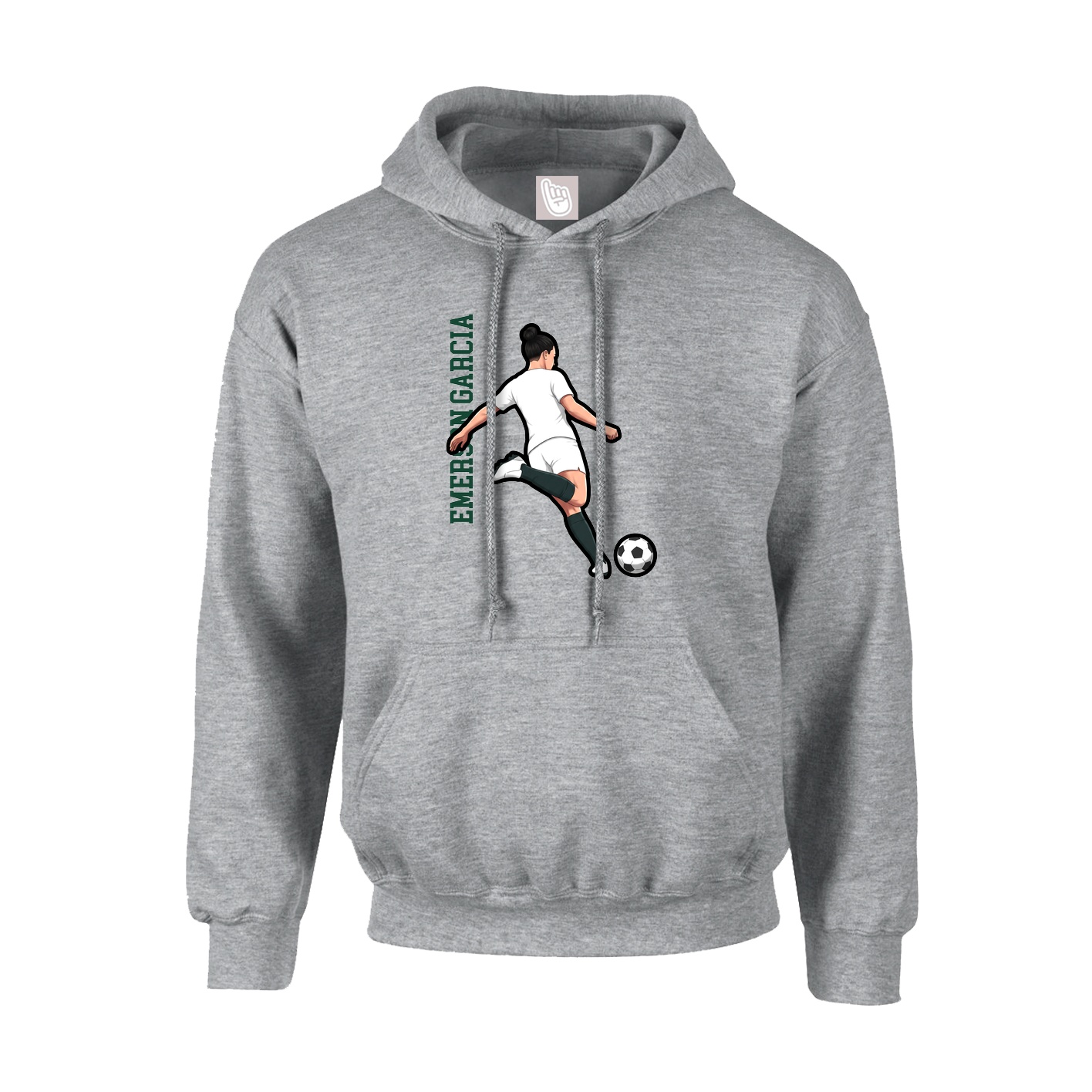 Youth Hoodie — Name Vertical in Grey