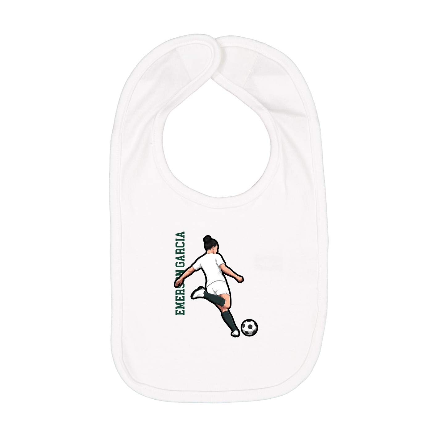 Infant Bib — Name Vertical in White