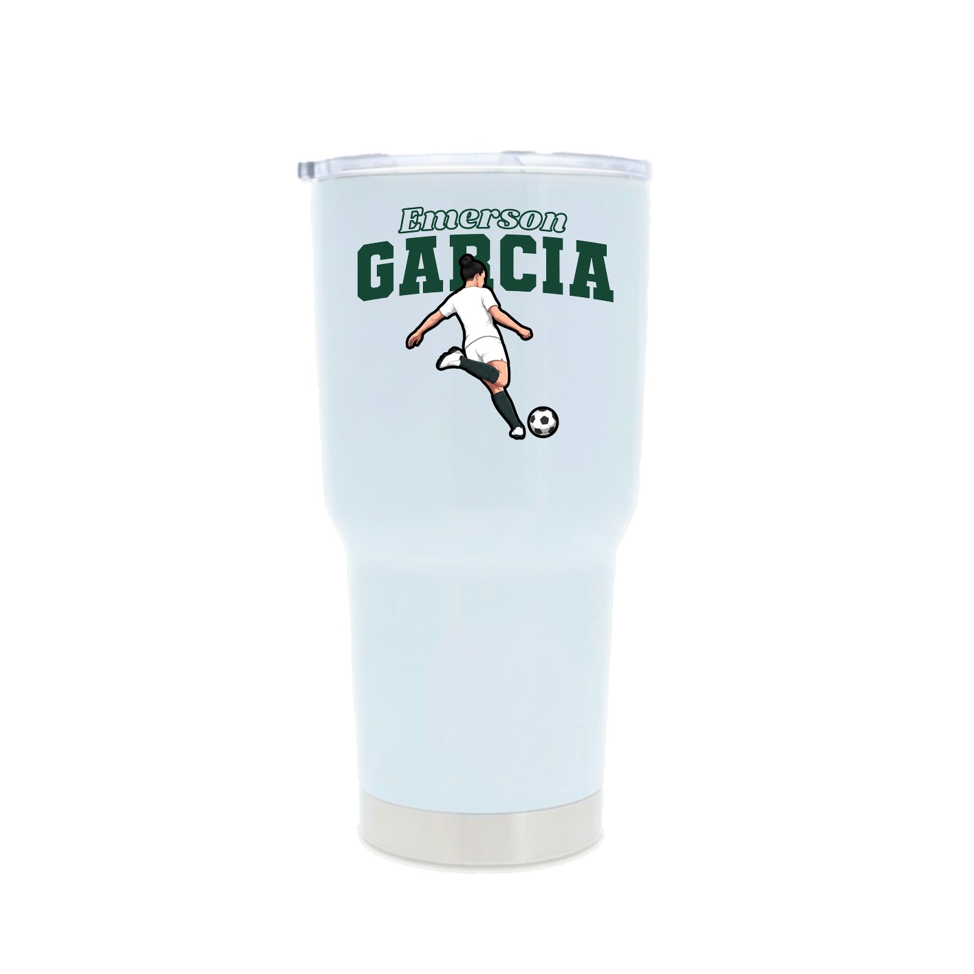 30oz Stainless Steel Tumbler — Name Arch in White