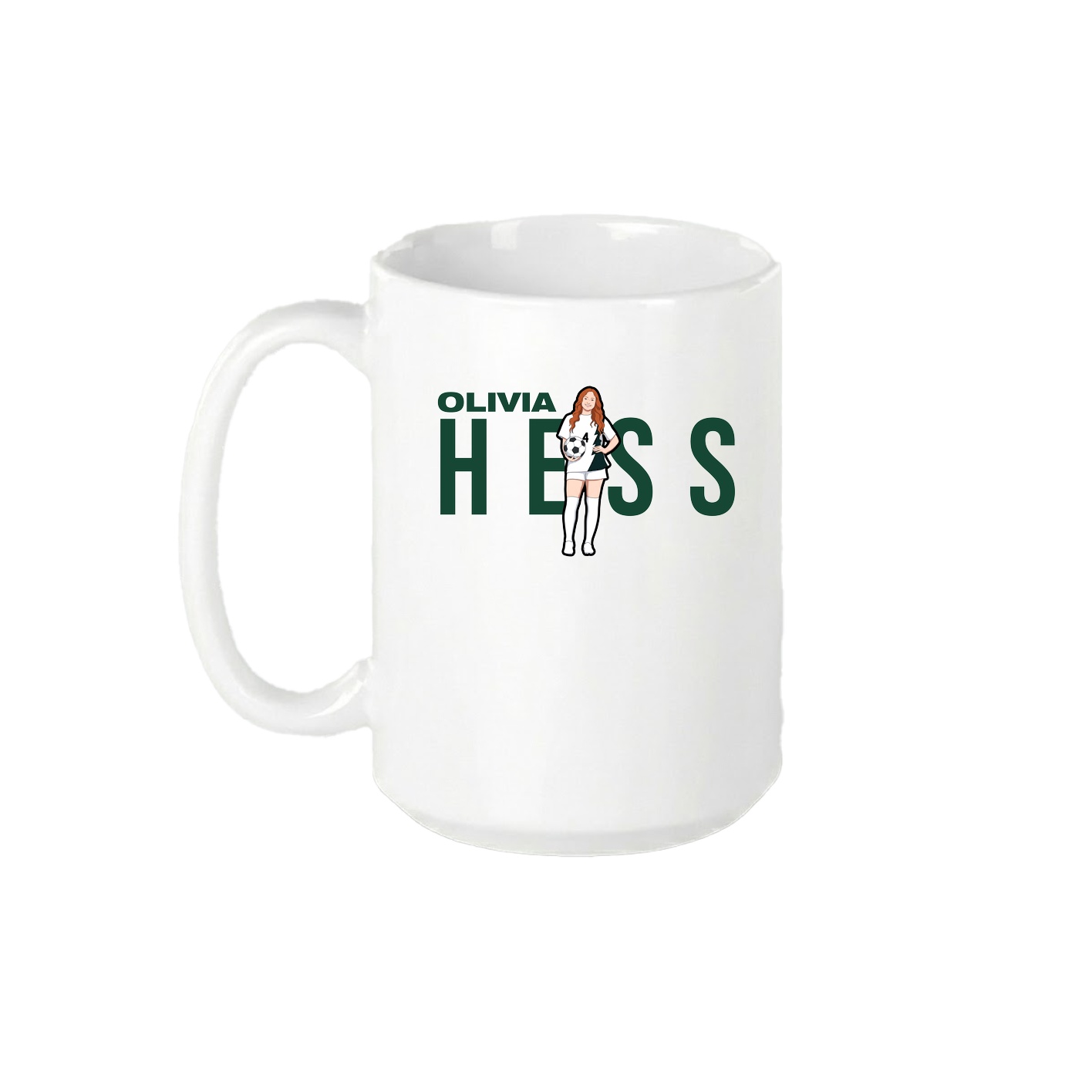 15oz Coffee Mug — Player Name in White