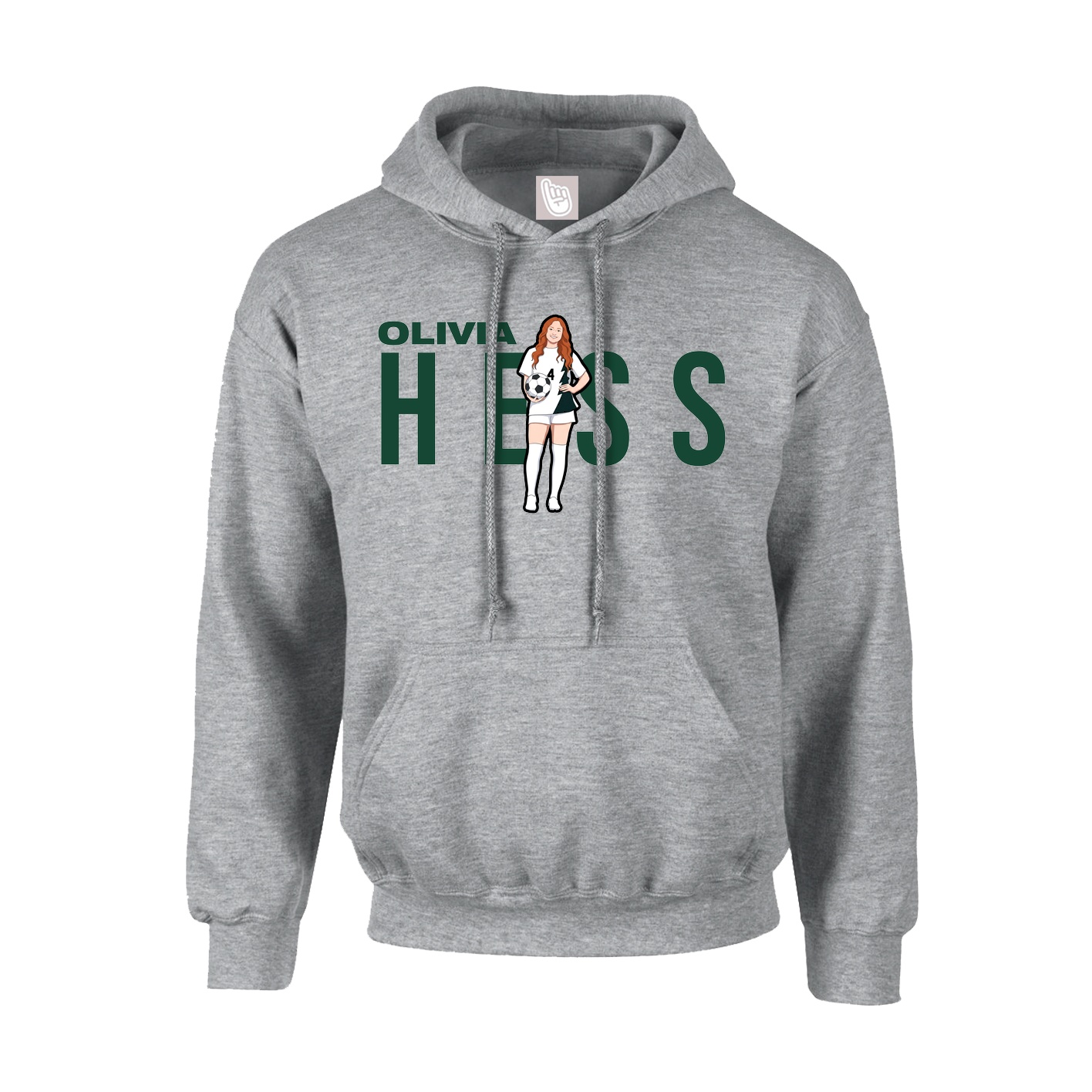 Hoodie — Player Name in Grey