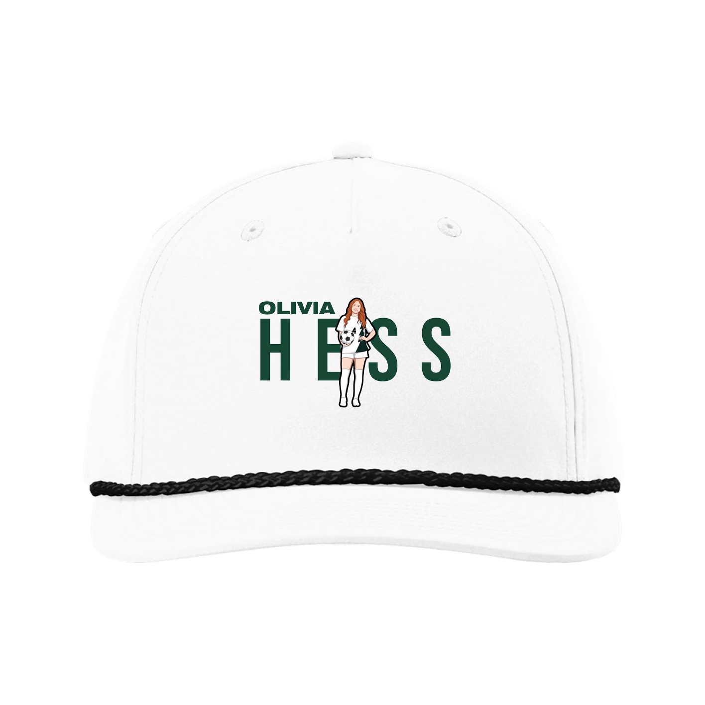 Five-Panel Classic Rope Cap — Player Name in White