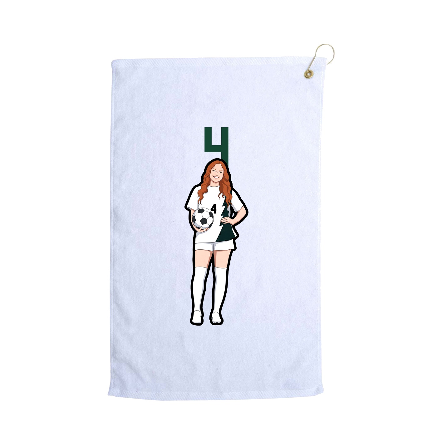 Golf Towel — Number Top in White