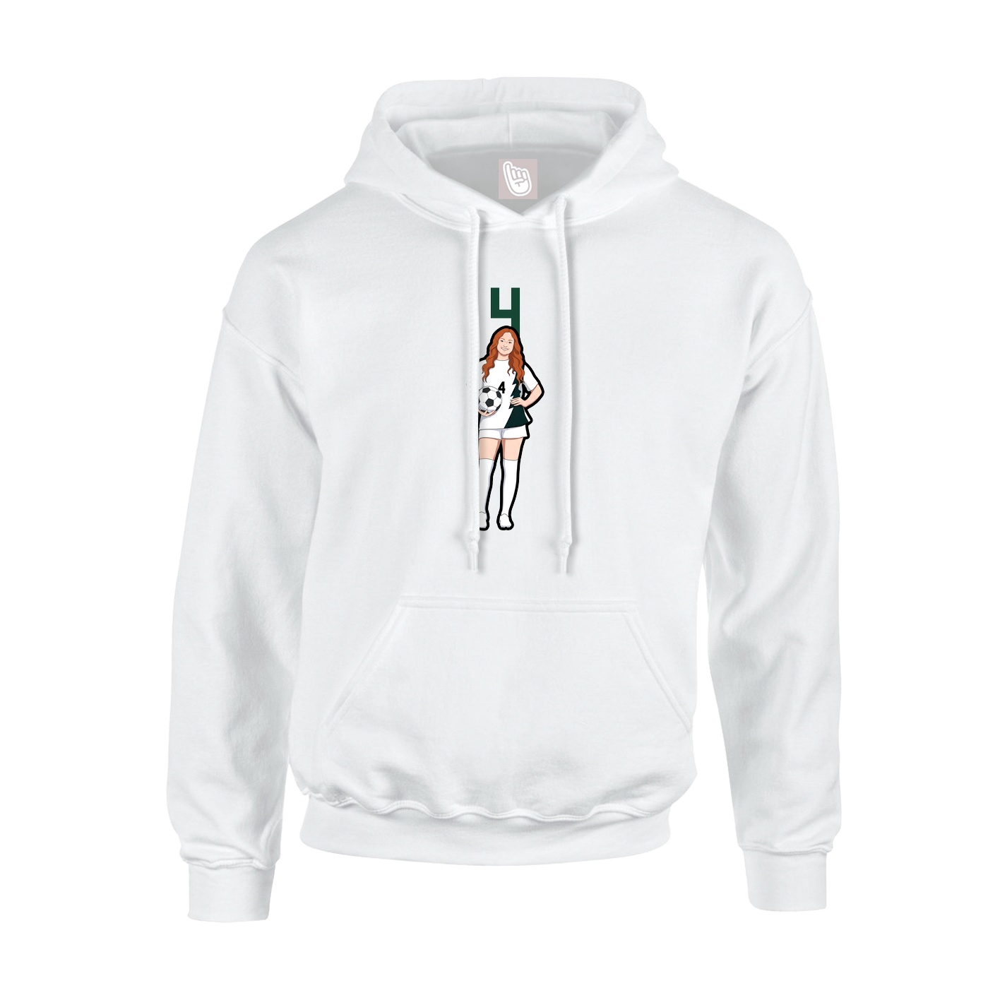 Youth Hoodie — Number Top in White