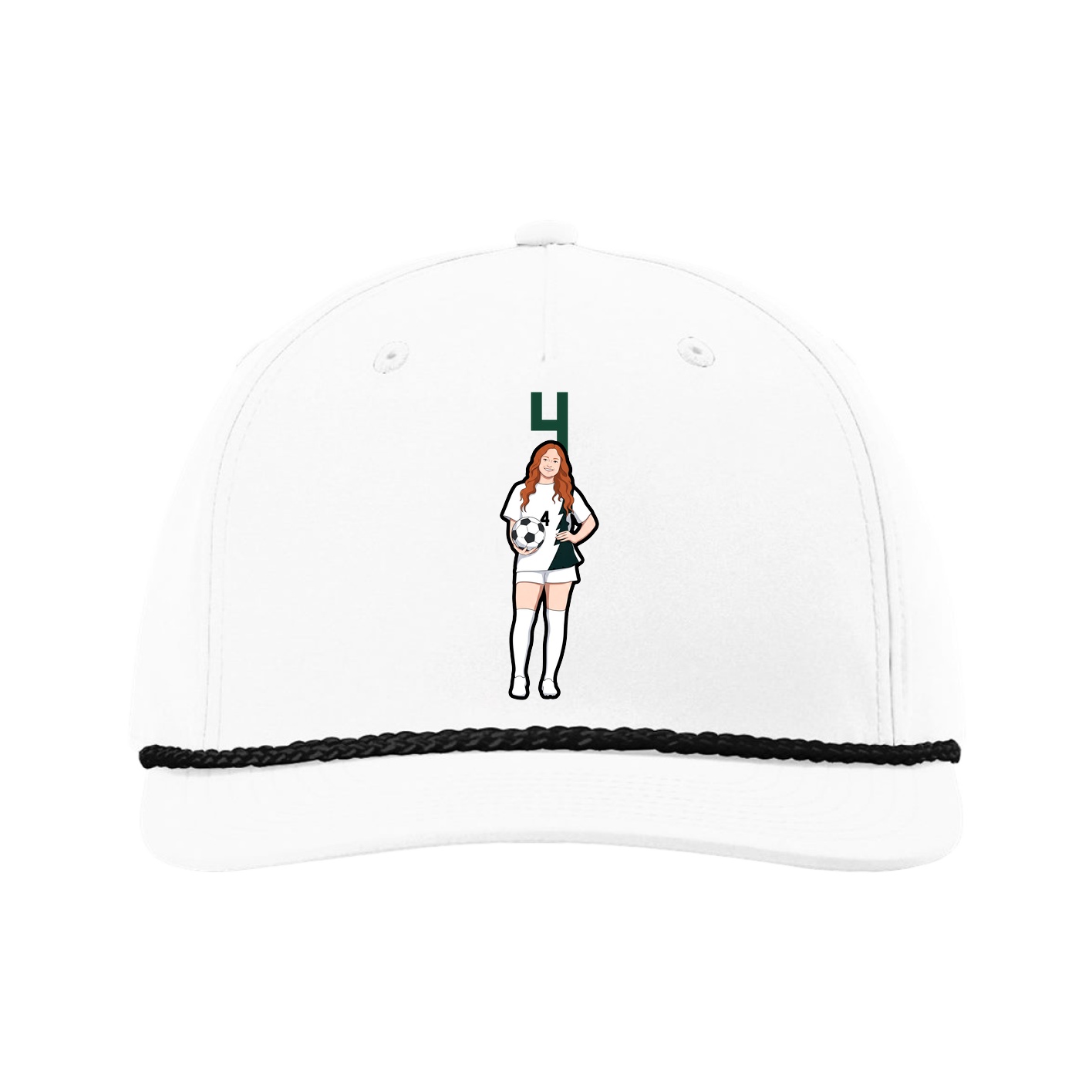 Five-Panel Classic Rope Cap — Number Top in White