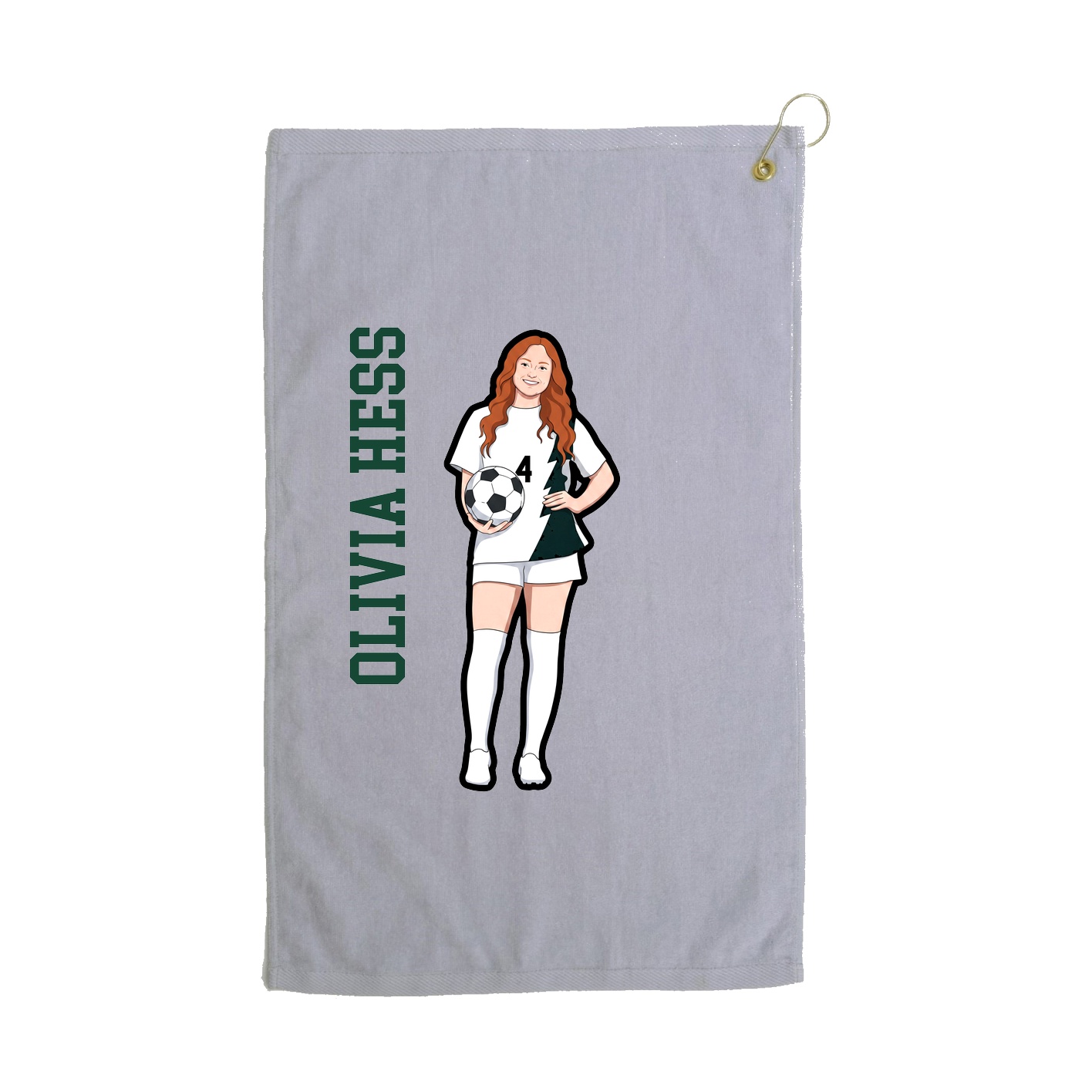 Golf Towel — Name Vertical in Grey