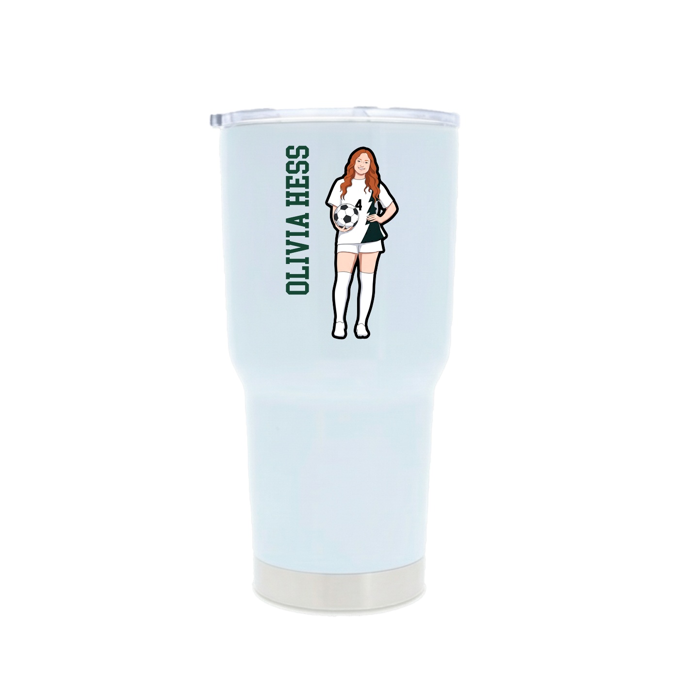 30oz Stainless Steel Tumbler — Name Vertical in White