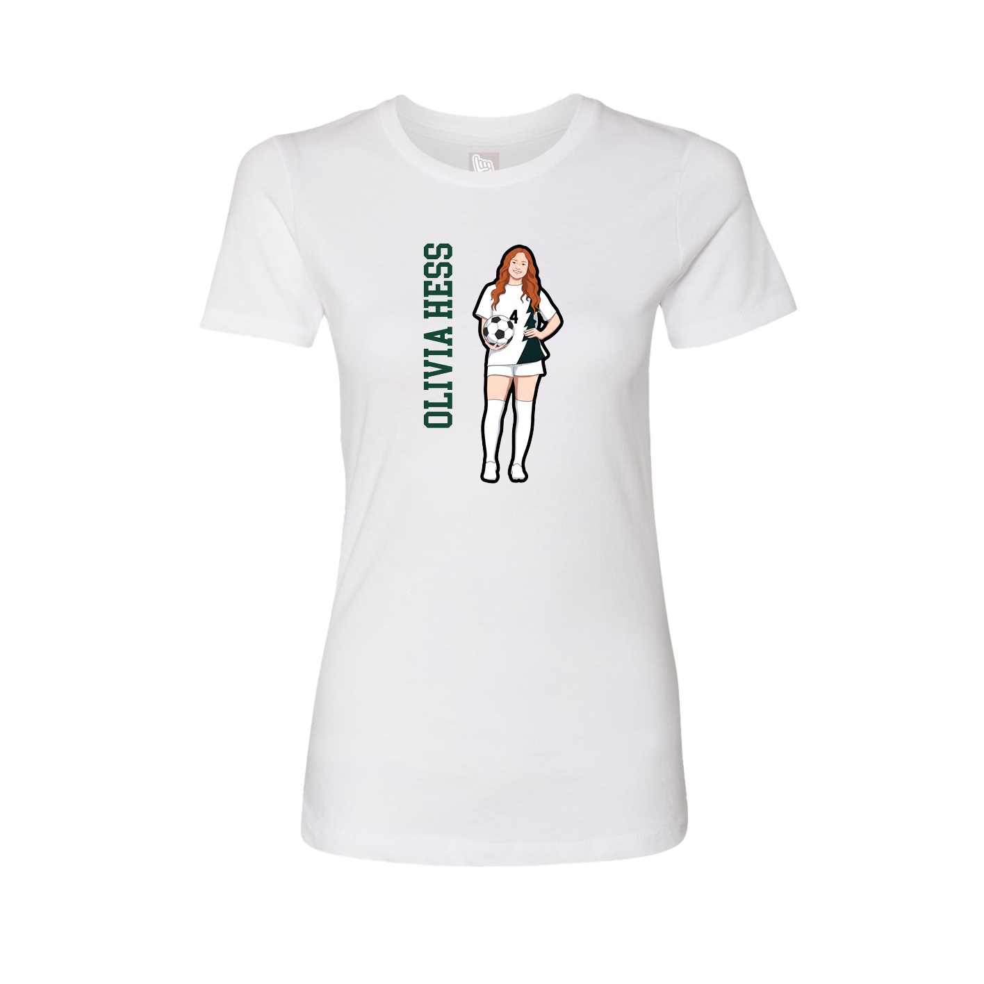 Fitted Women's Tee — Name Vertical in White