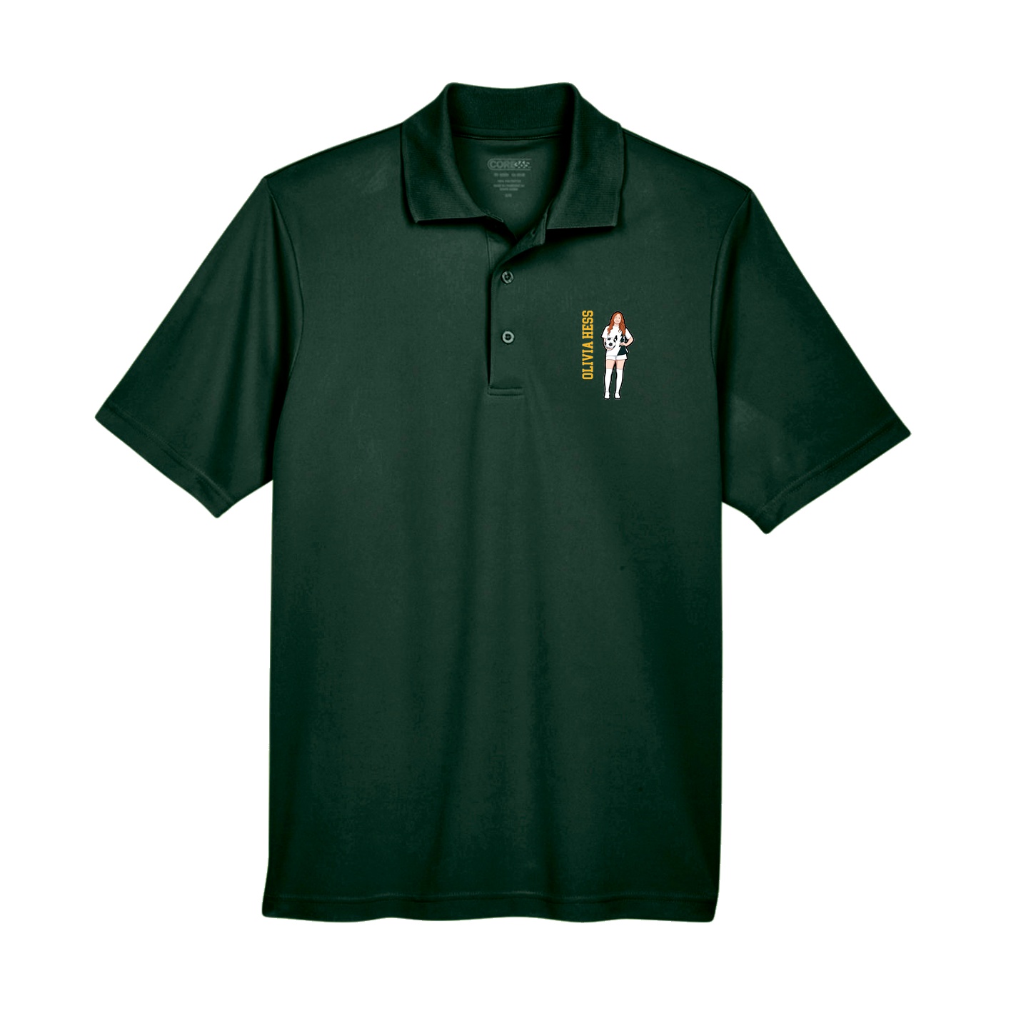 Performance Polo — Name Vertical in Green