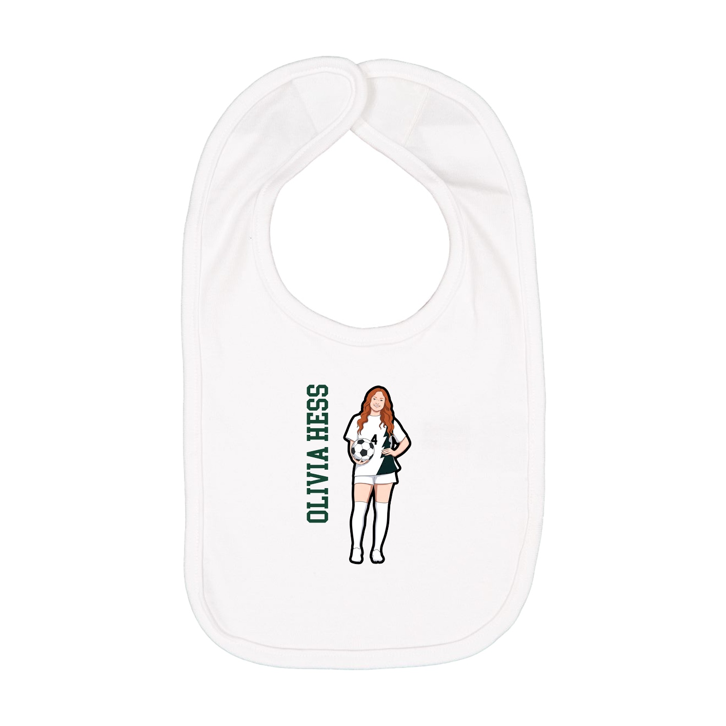 Infant Bib — Name Vertical in White