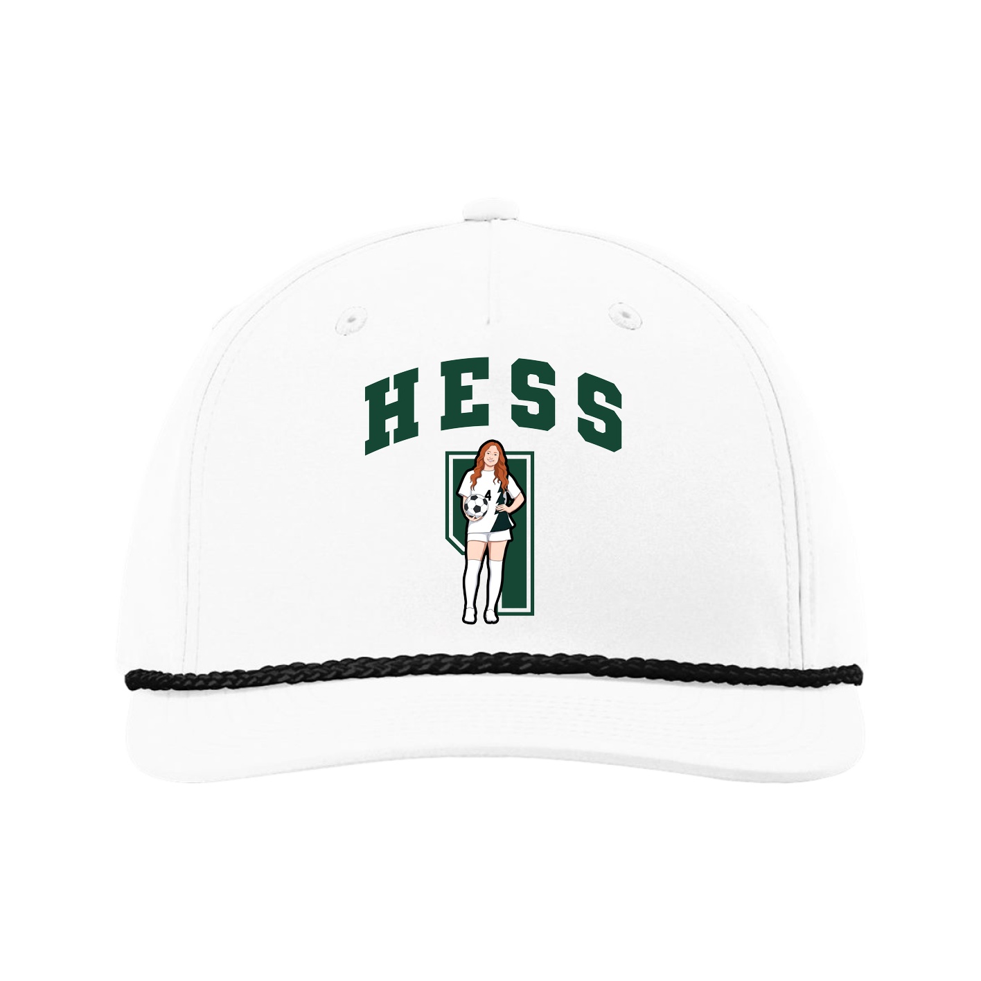 Five-Panel Classic Rope Cap — Number in White