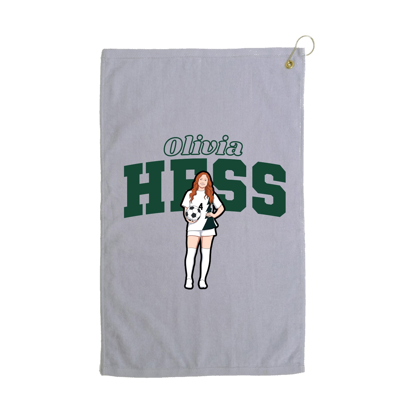 Golf Towel — Name Arch in Grey