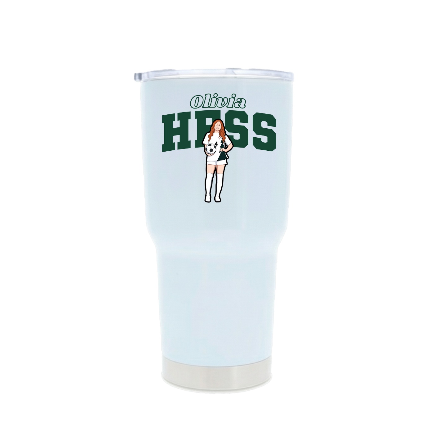 30oz Stainless Steel Tumbler — Name Arch in White