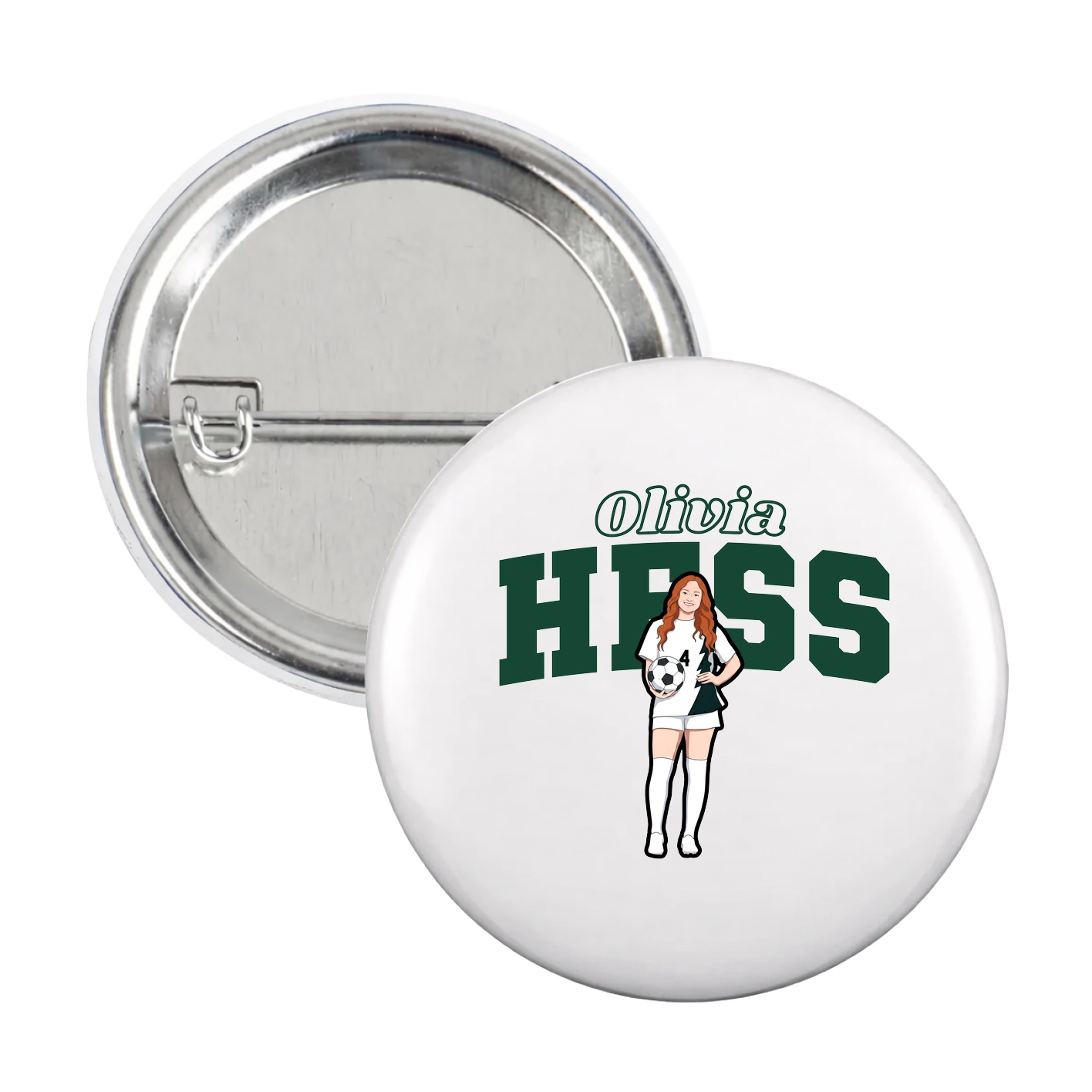 Game Day Button — Name Arch in White