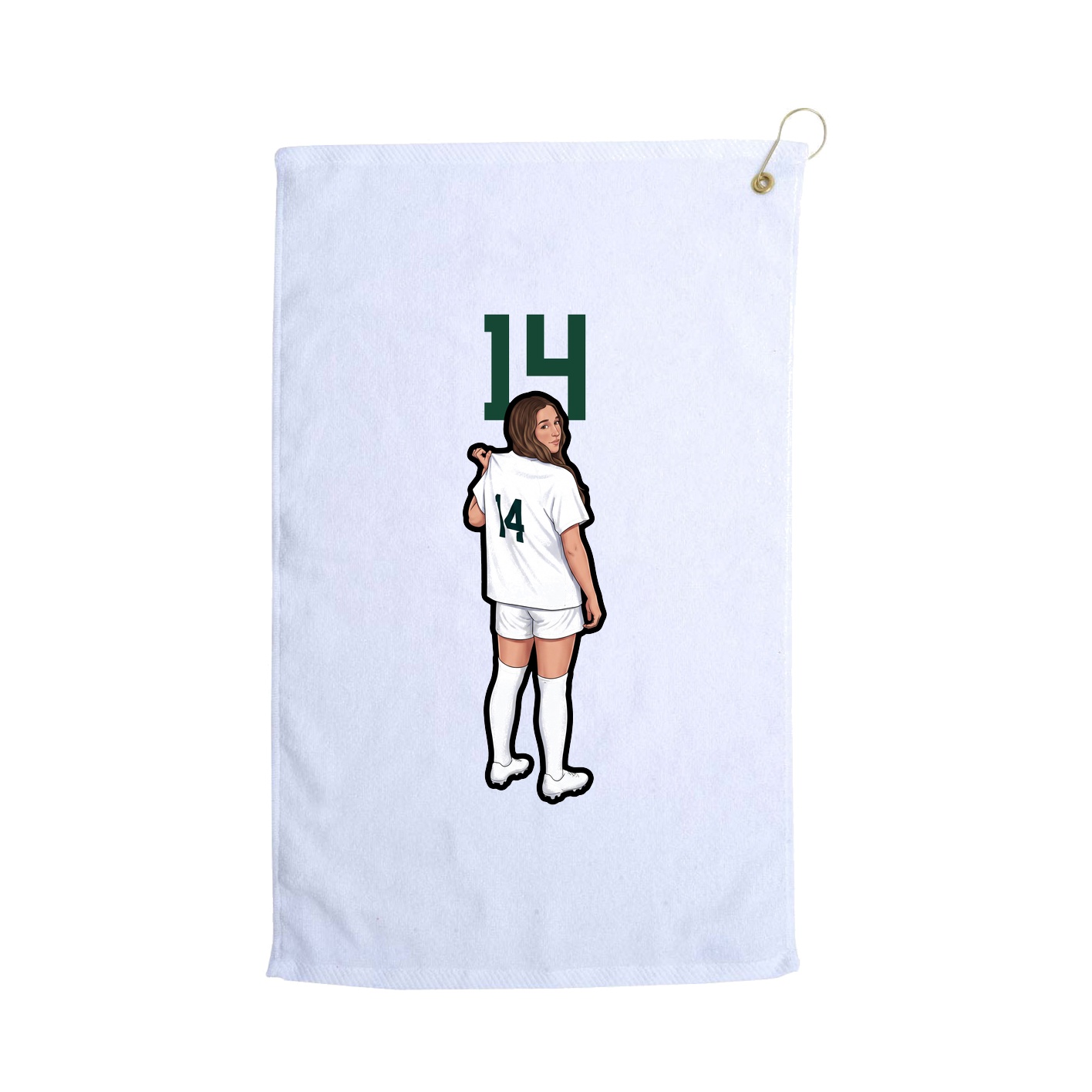 Golf Towel — Number Top in White
