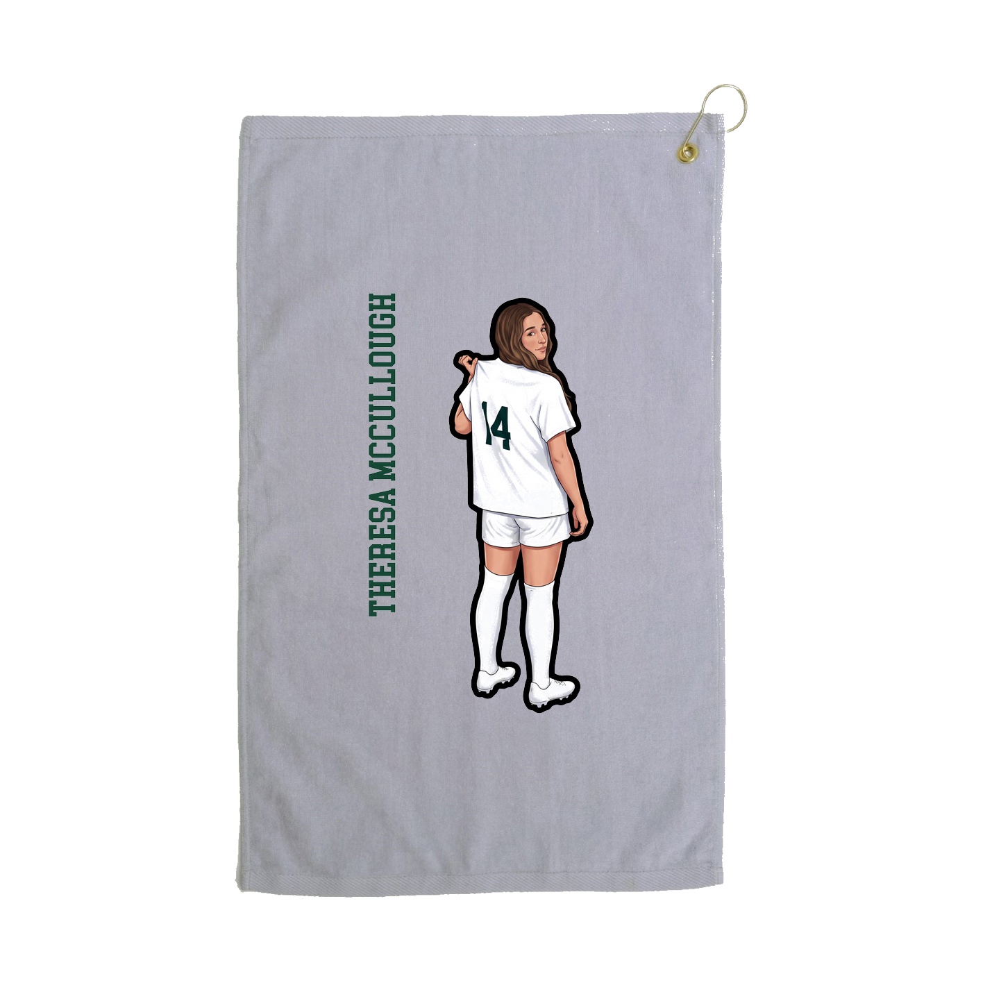 Golf Towel — Name Vertical in Grey