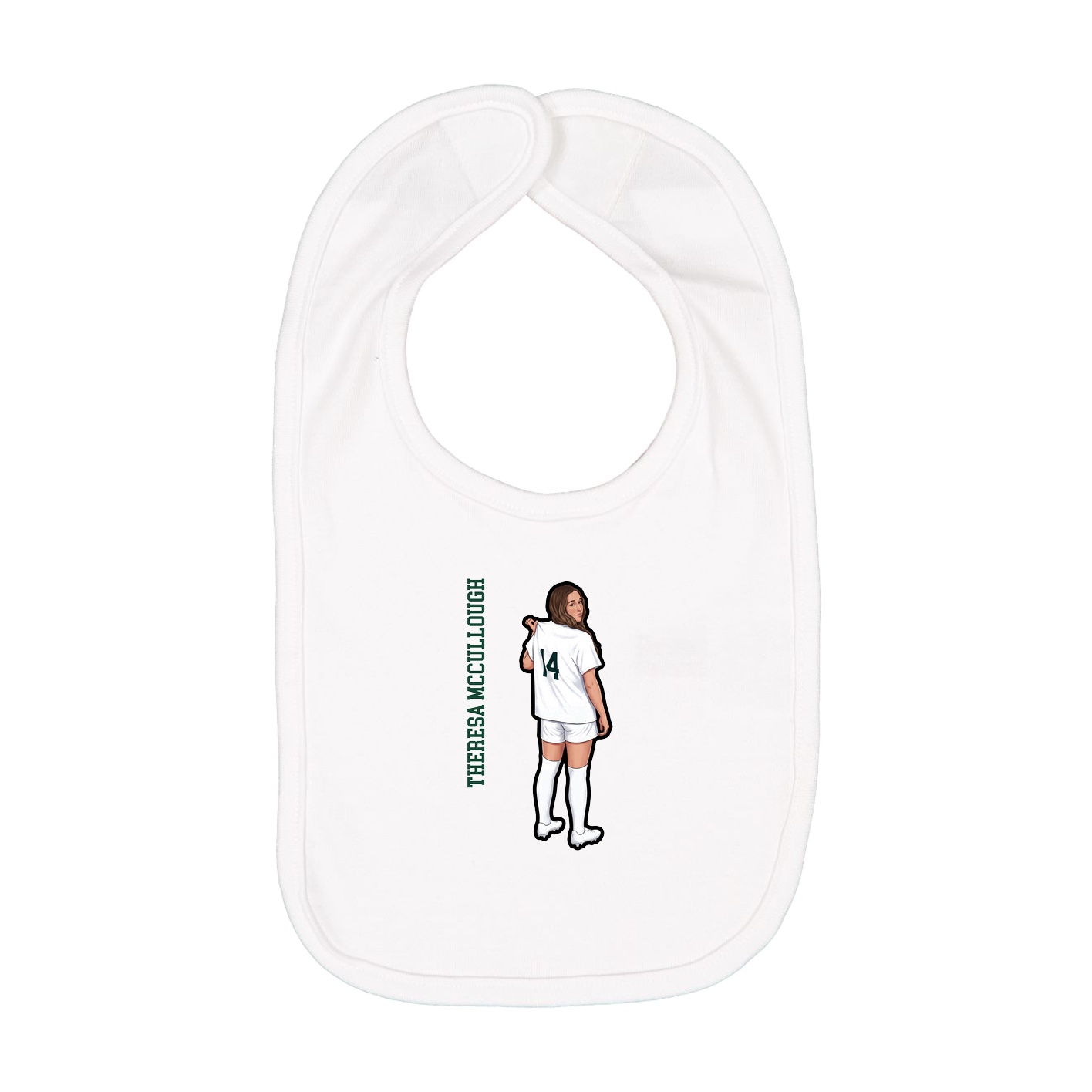 Infant Bib — Name Vertical in White