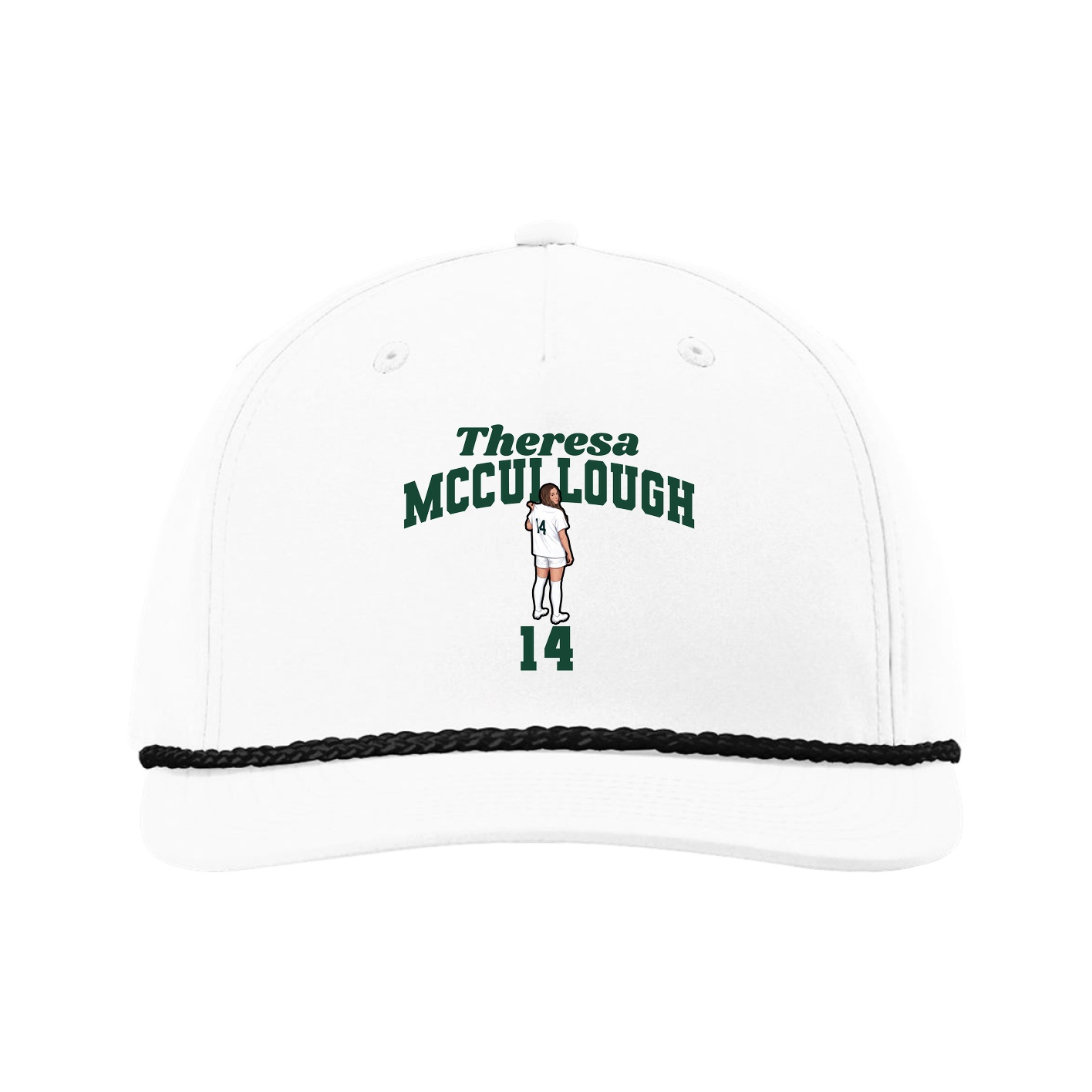 Five-Panel Classic Rope Cap — Signature Arch in White