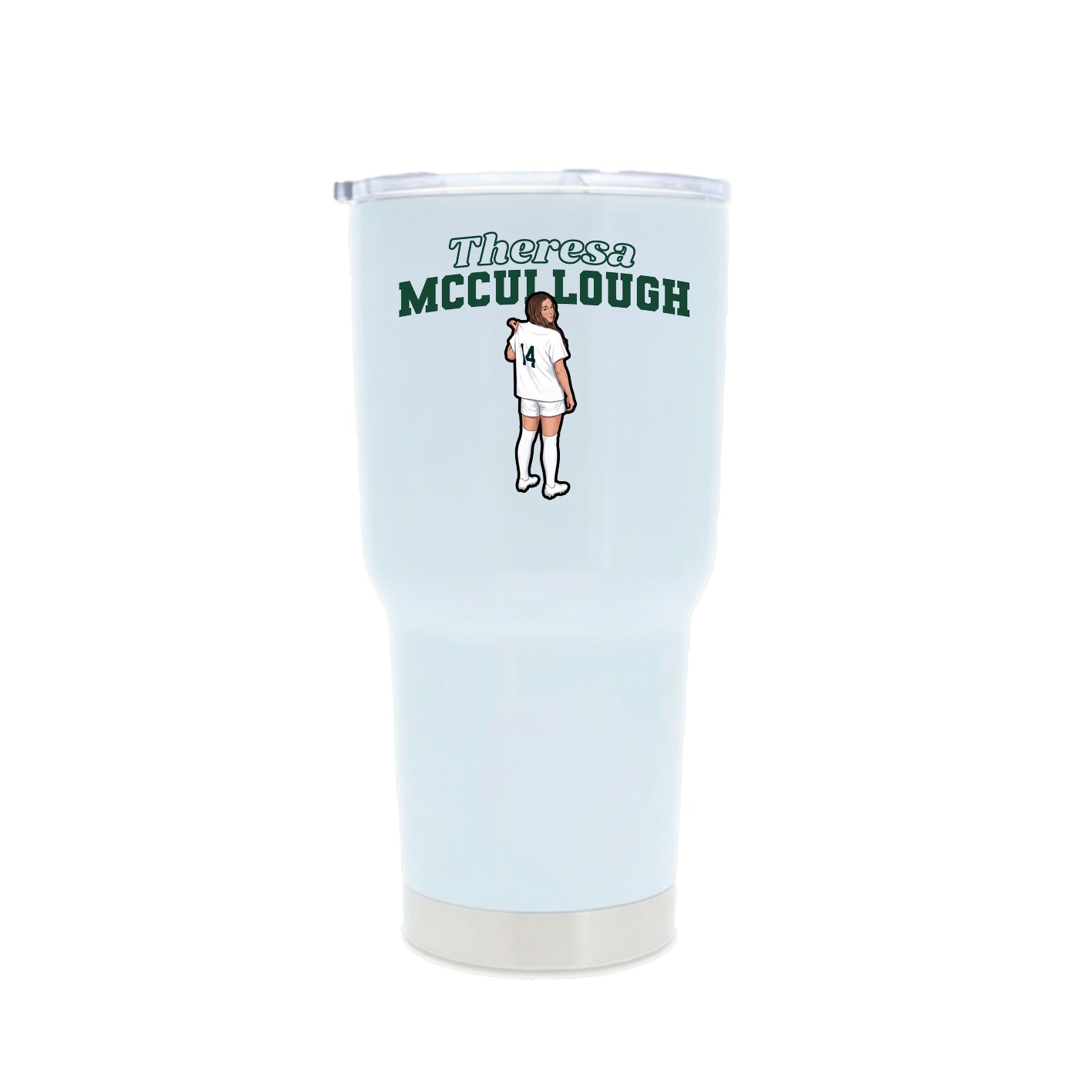 30oz Stainless Steel Tumbler — Name Arch in White