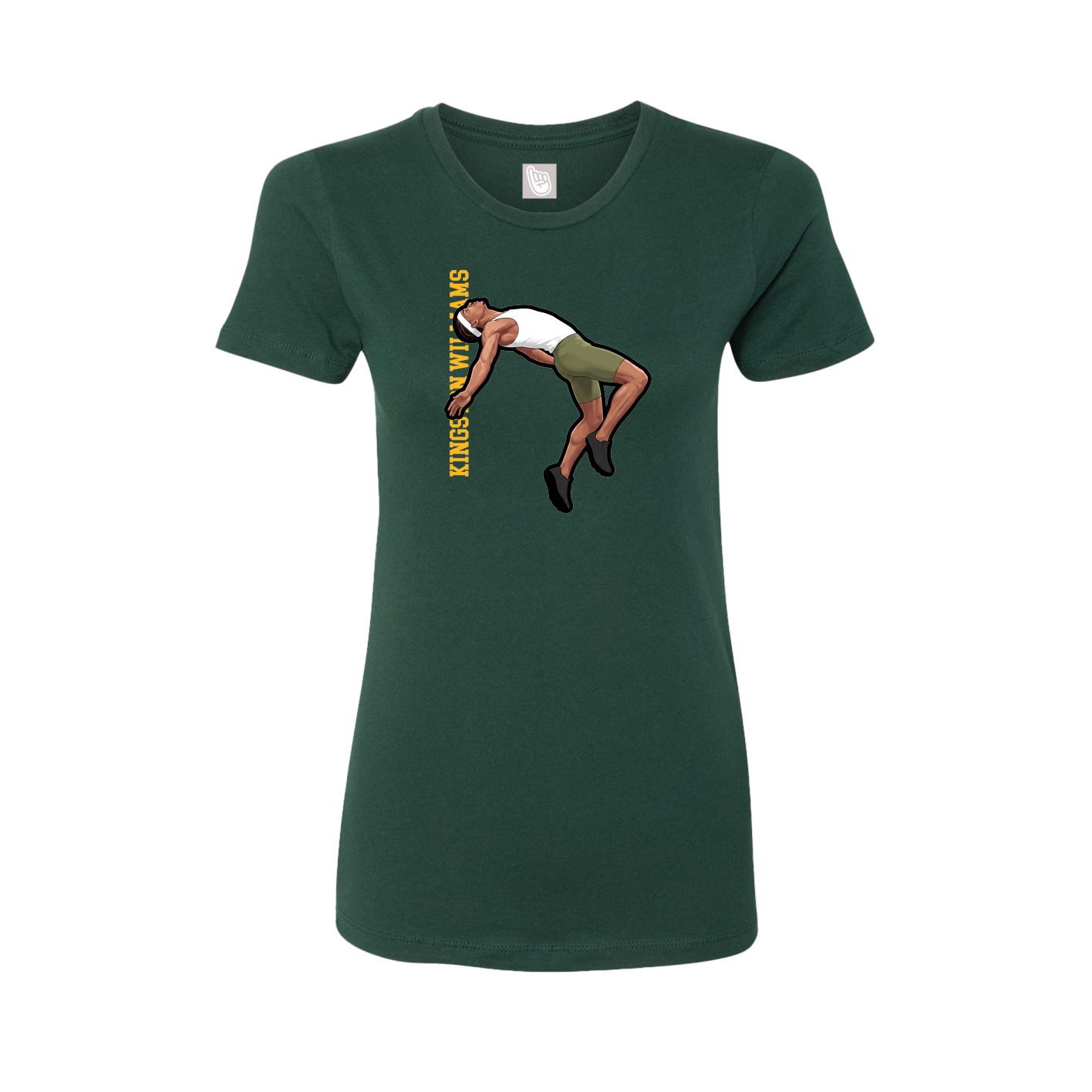 Fitted Women's Tee — Name Vertical in Green
