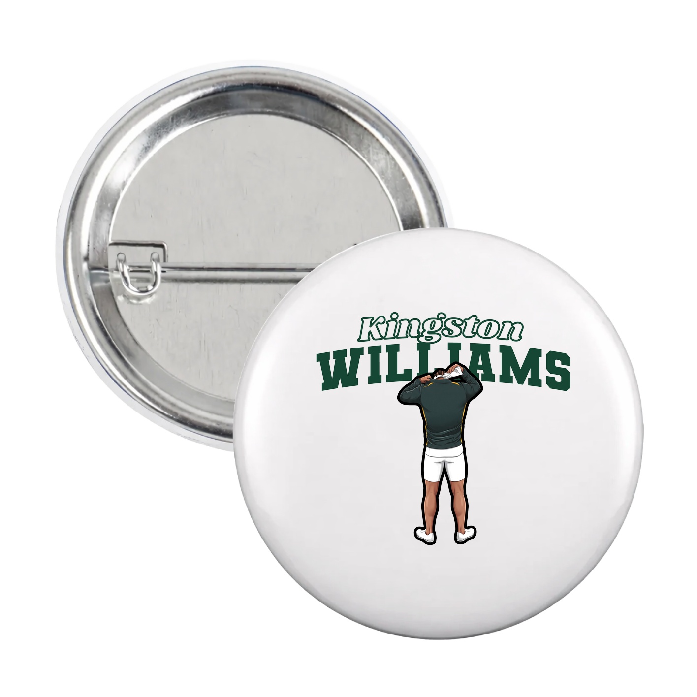 Game Day Button — Name Arch in White