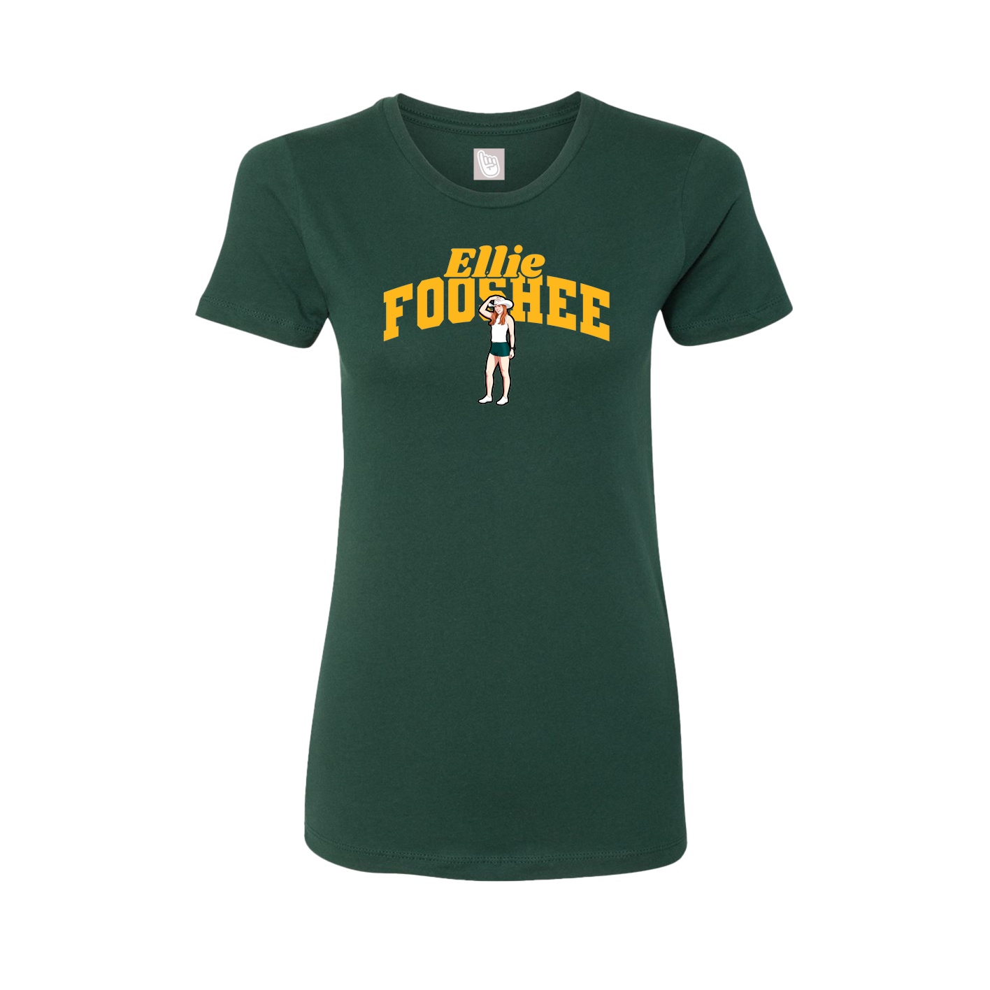 Fitted Women's Tee — Signature Arch in Green
