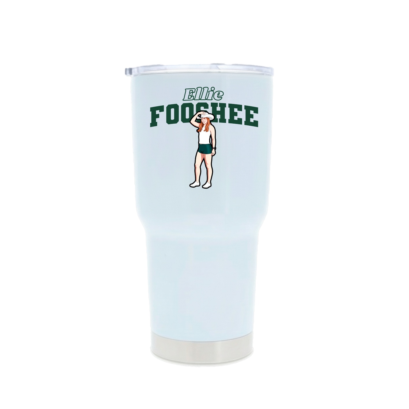 30oz Stainless Steel Tumbler — Name Arch in White