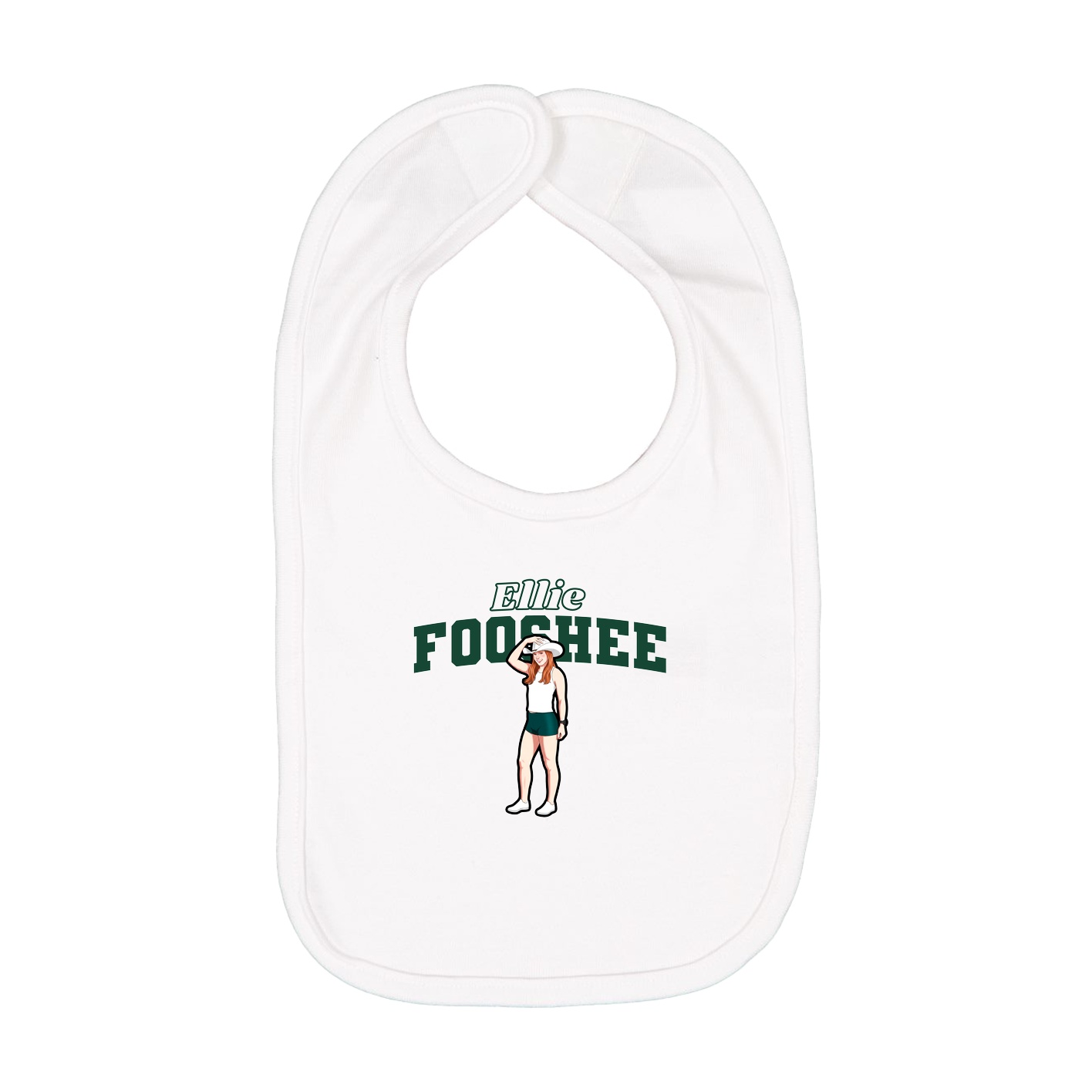 Infant Bib — Name Arch in White