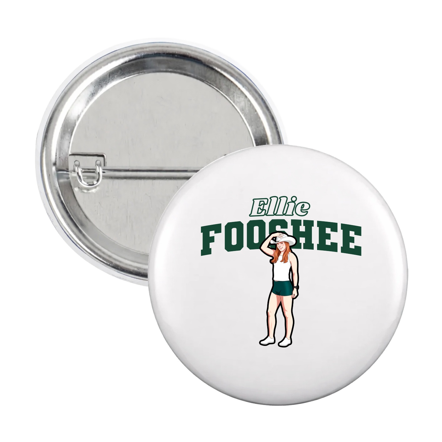 Game Day Button — Name Arch in White