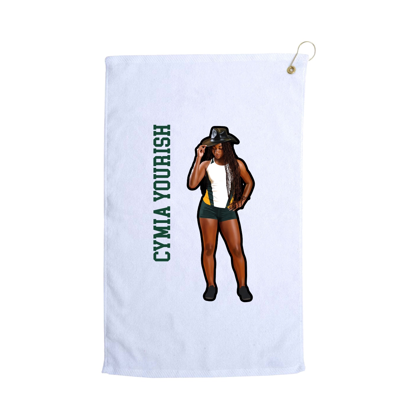 Golf Towel — Name Vertical in White