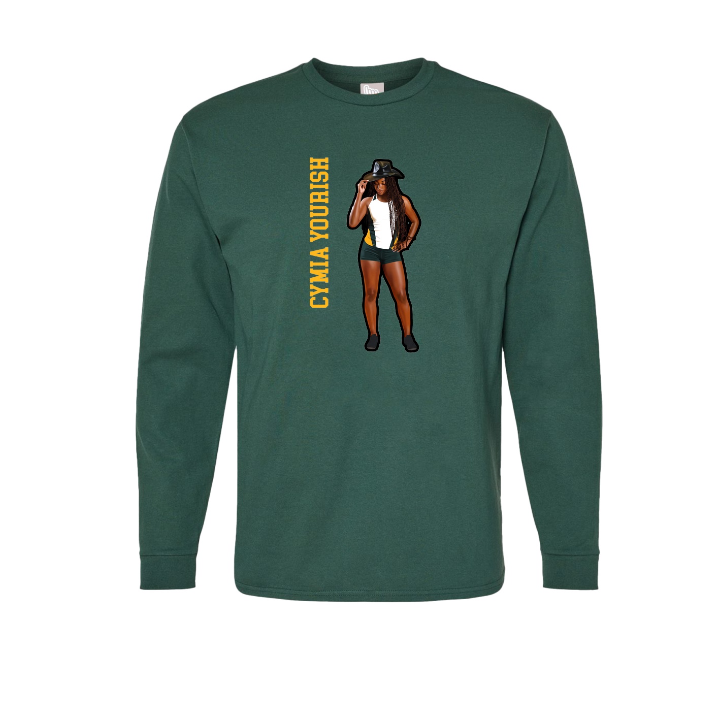 Long Sleeve Tee — Name Vertical in Green