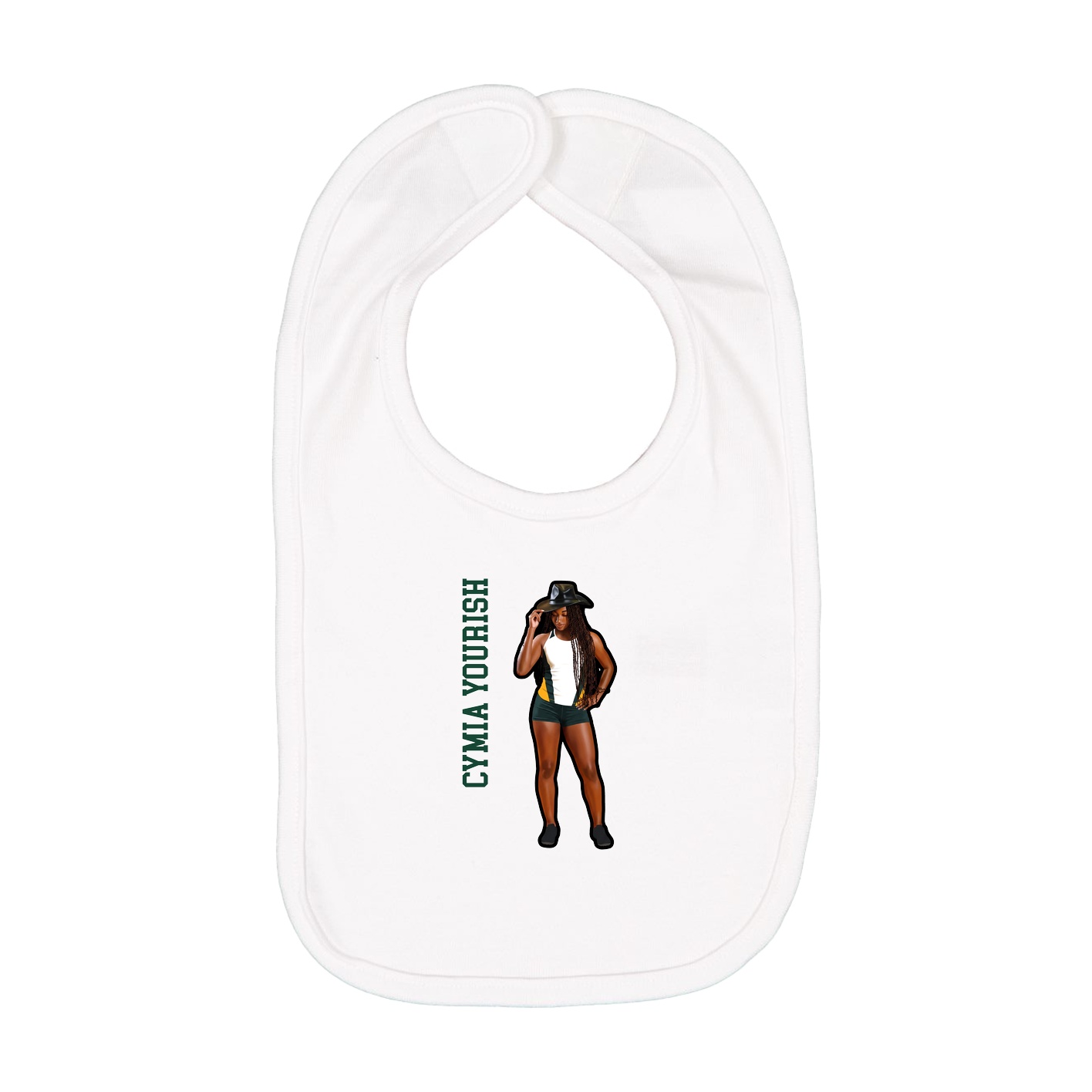 Infant Bib — Name Vertical in White