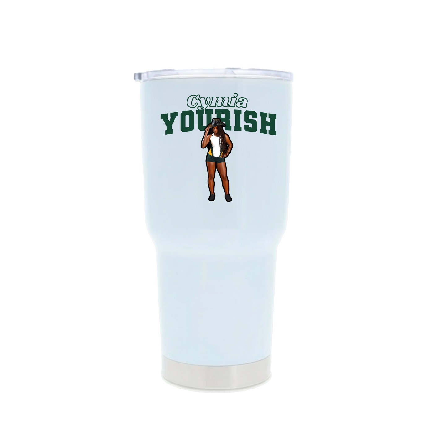30oz Stainless Steel Tumbler — Name Arch in White