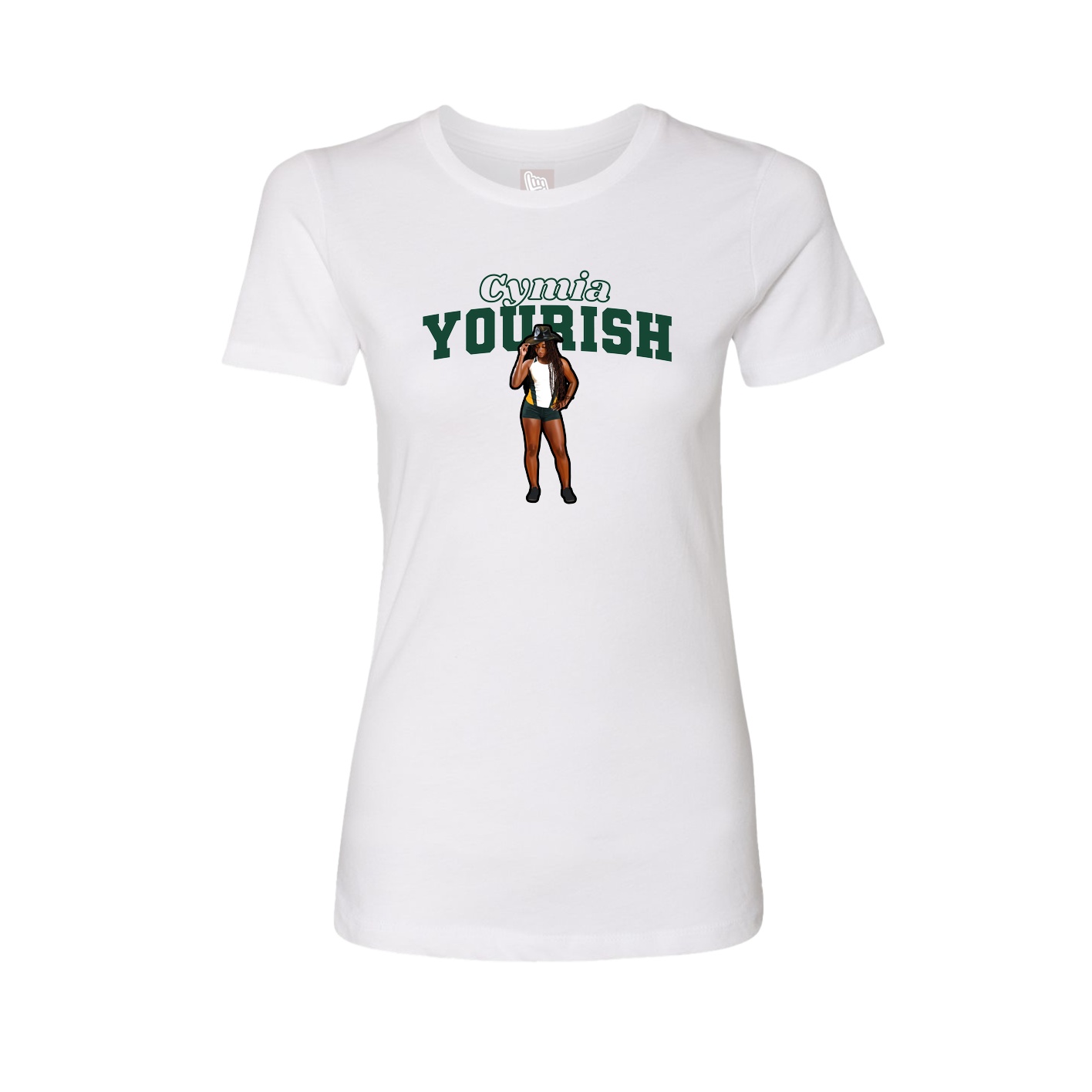 Fitted Women's Tee — Name Arch in White