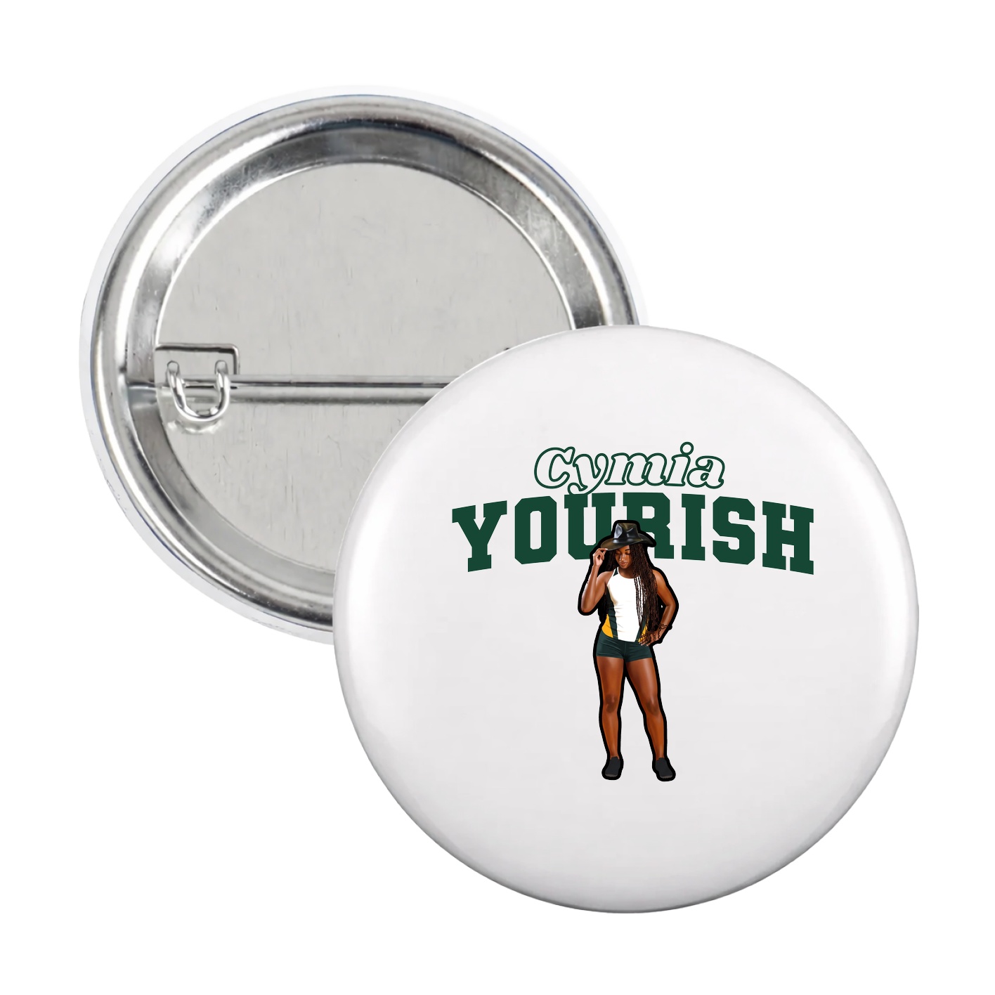 Game Day Button — Name Arch in White