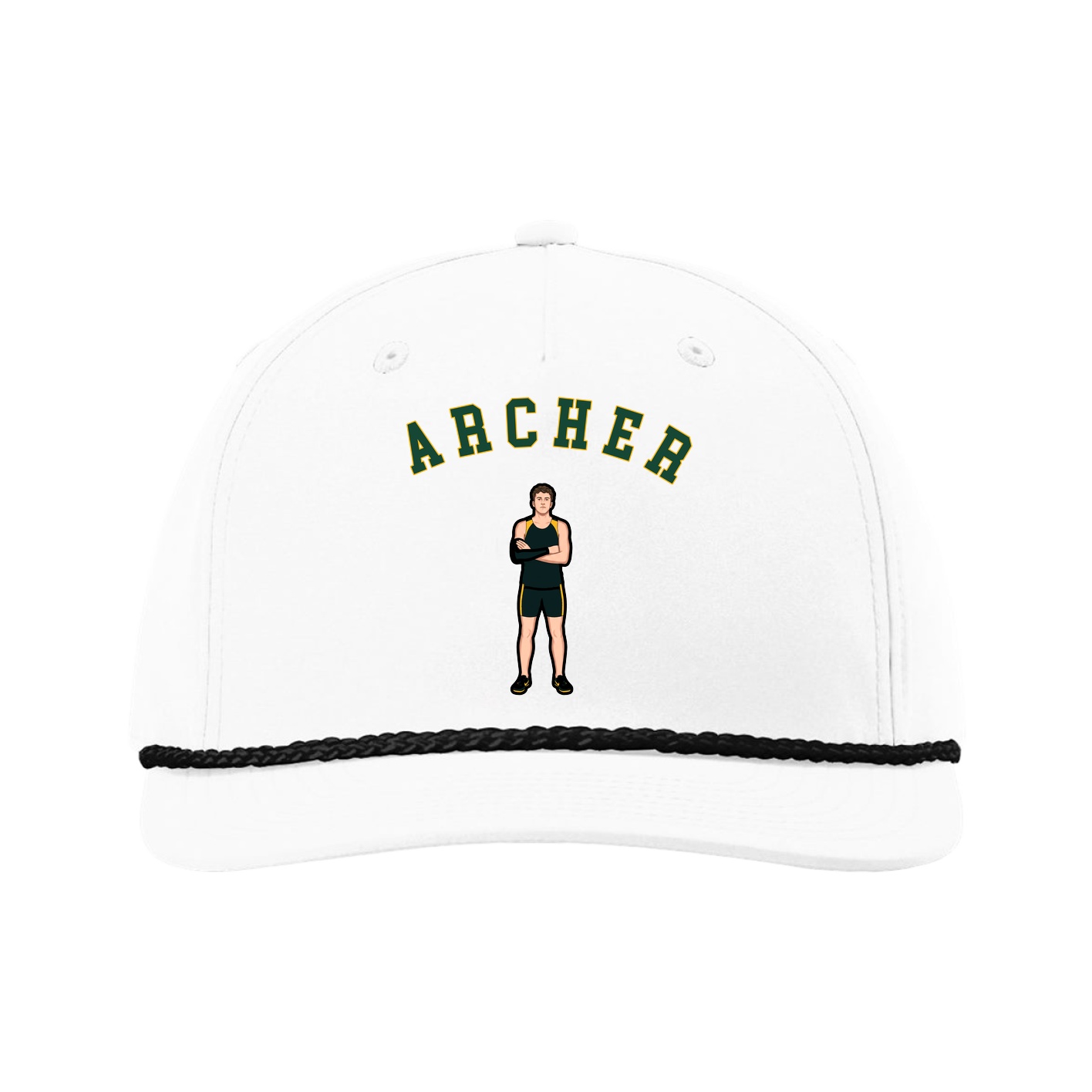 Five-Panel Classic Rope Cap — Shirsey Arch in White