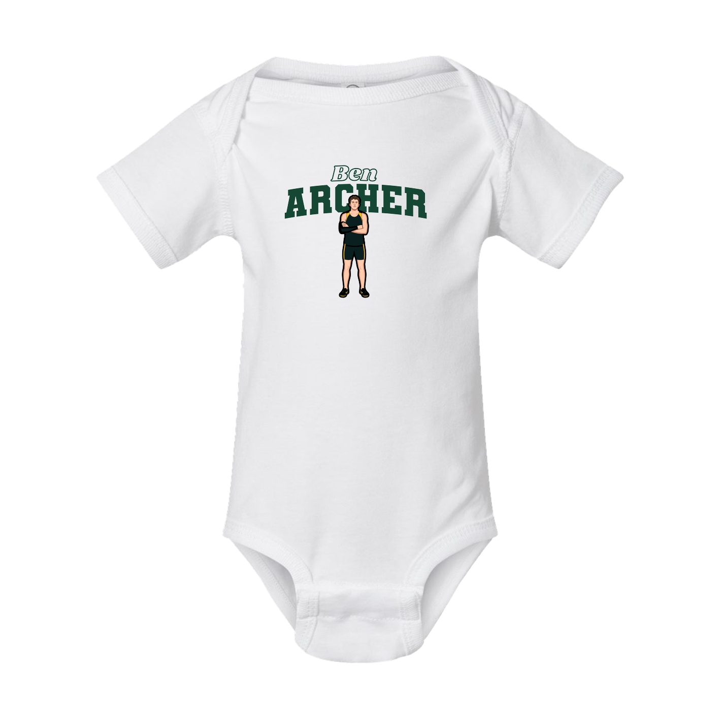 Baby Onesie — Name Arch in White
