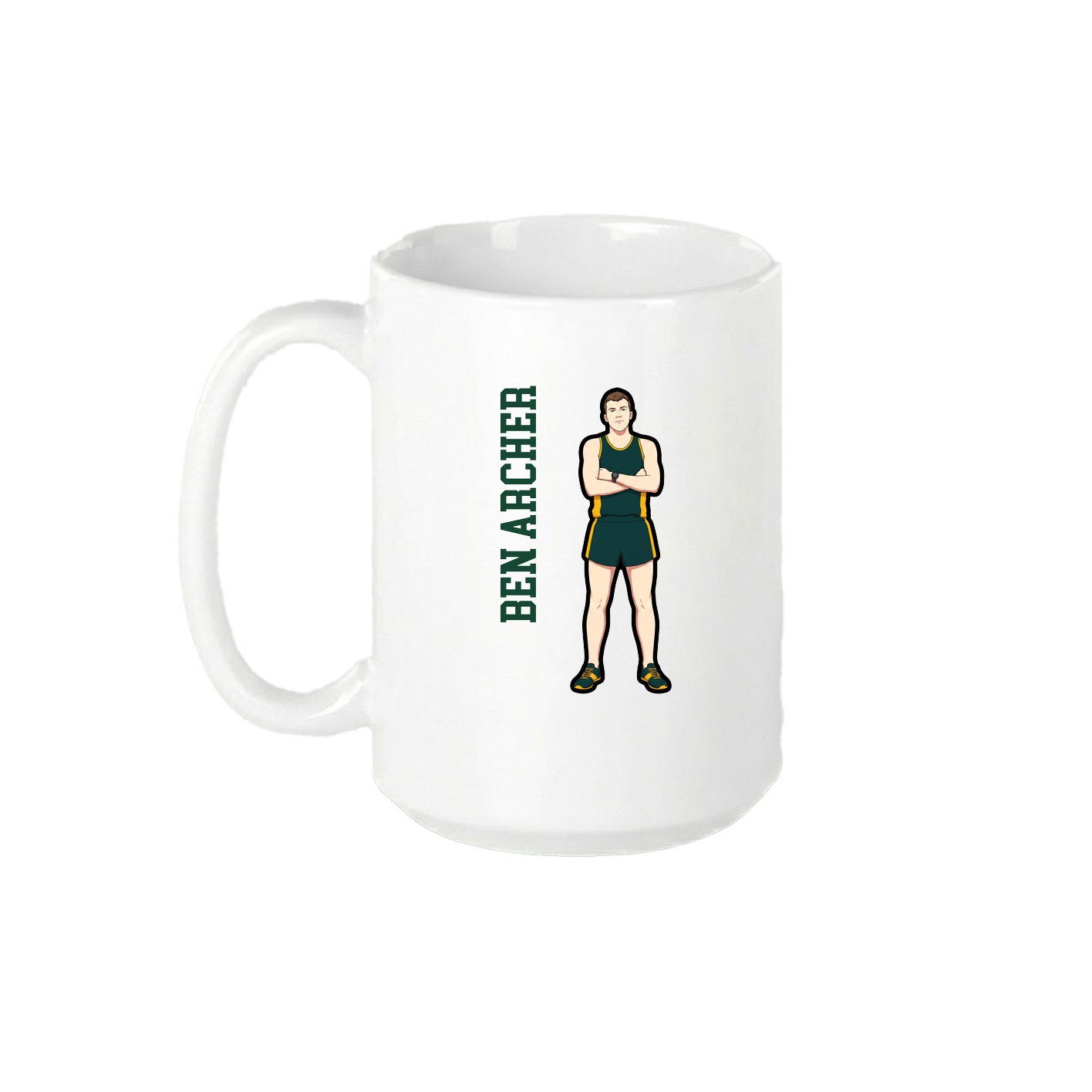 15oz Coffee Mug — Name Vertical in White