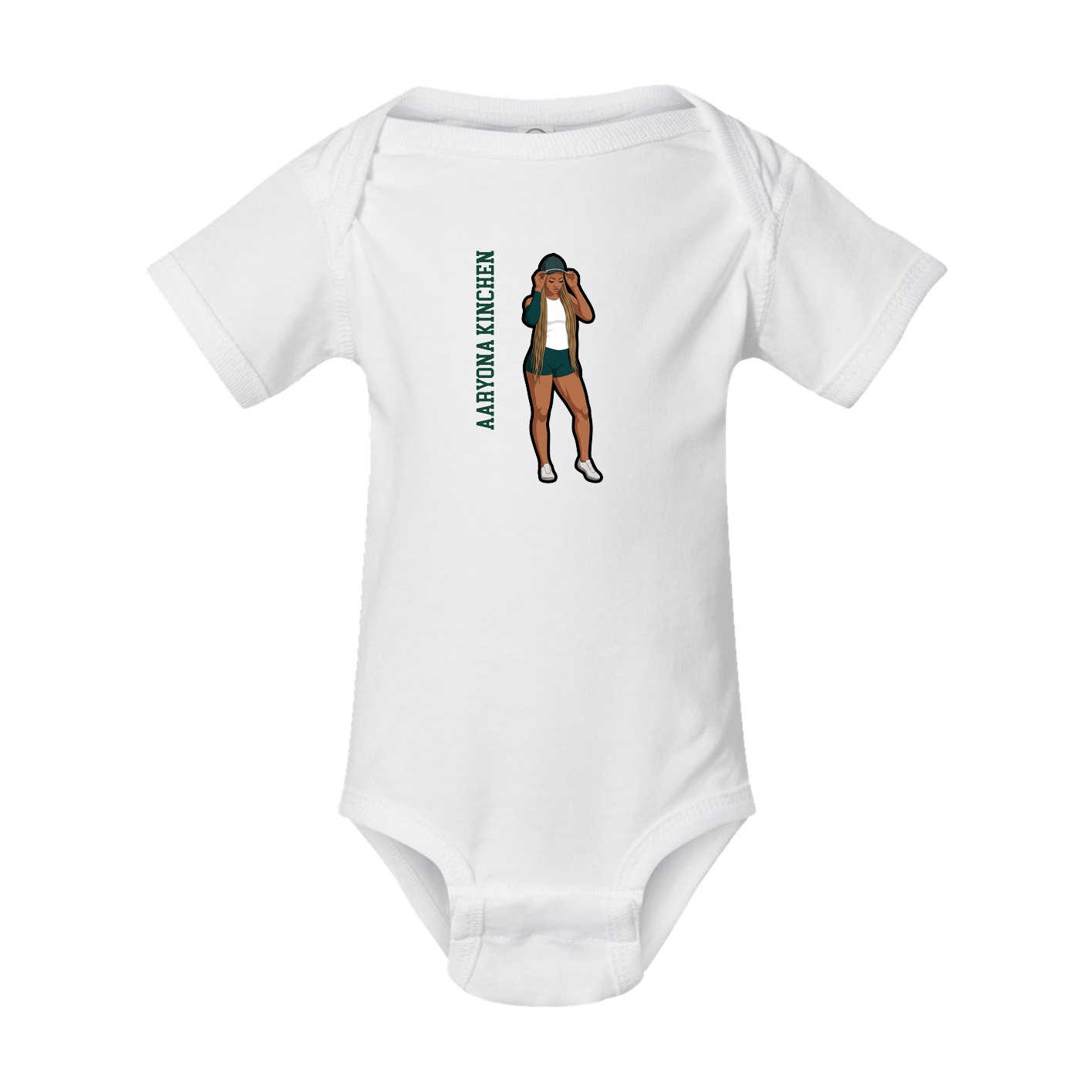 Baby Onesie — Name Vertical in White